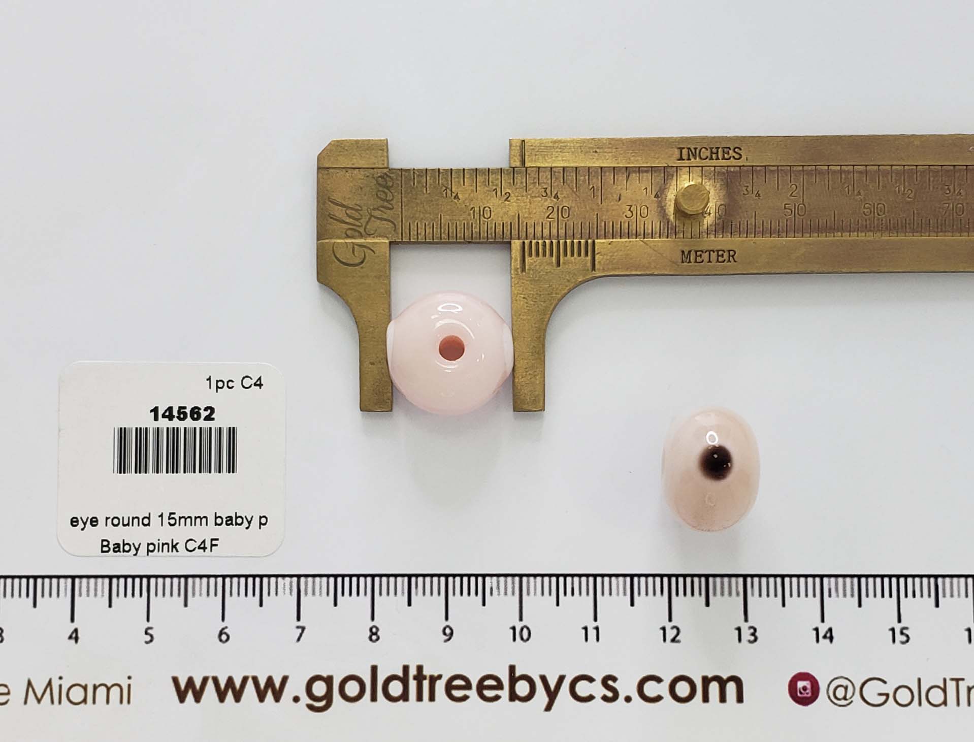 14562 Baby Pink Evil Eye Round Spacer