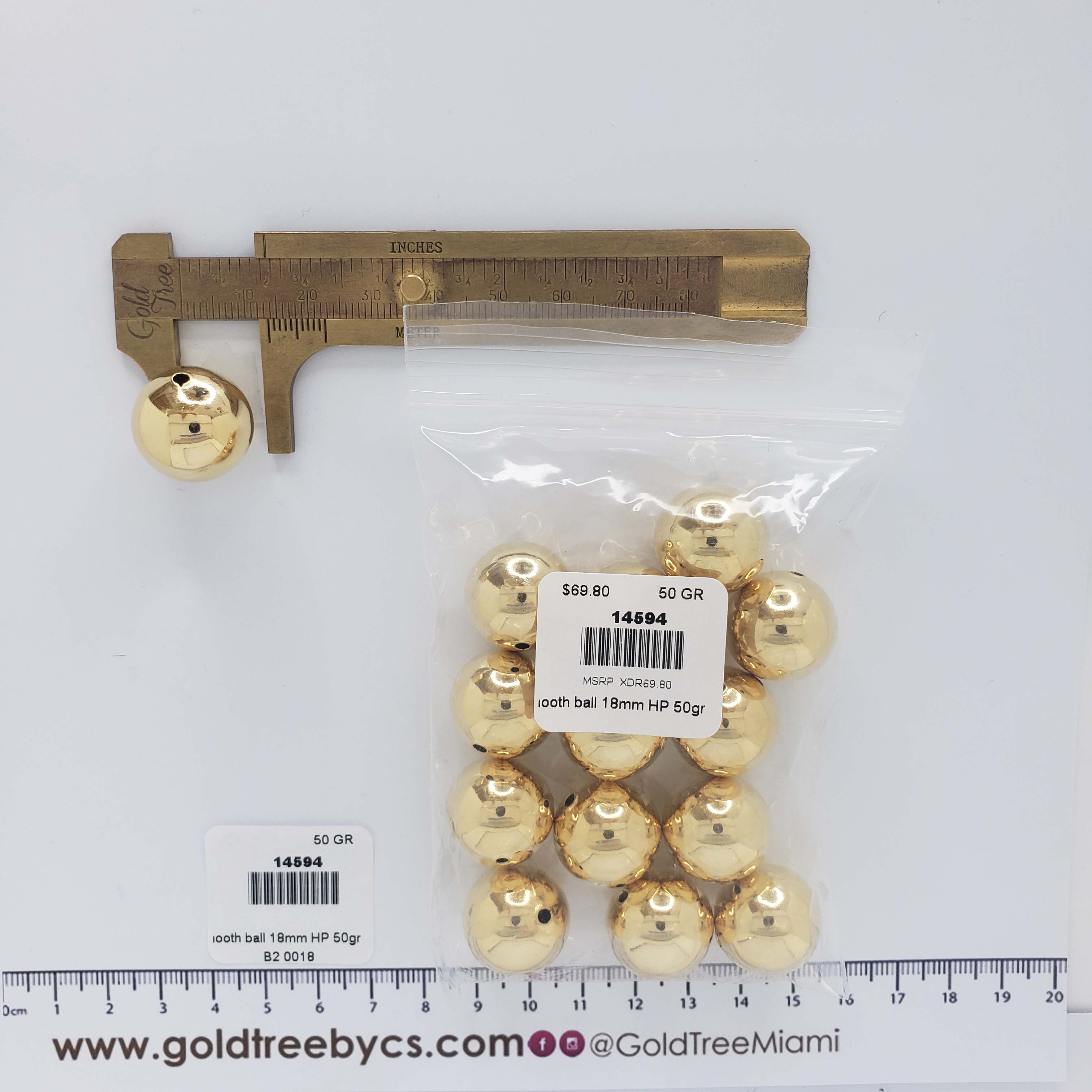 14594 18mm Small Hole Smooth Round Beads