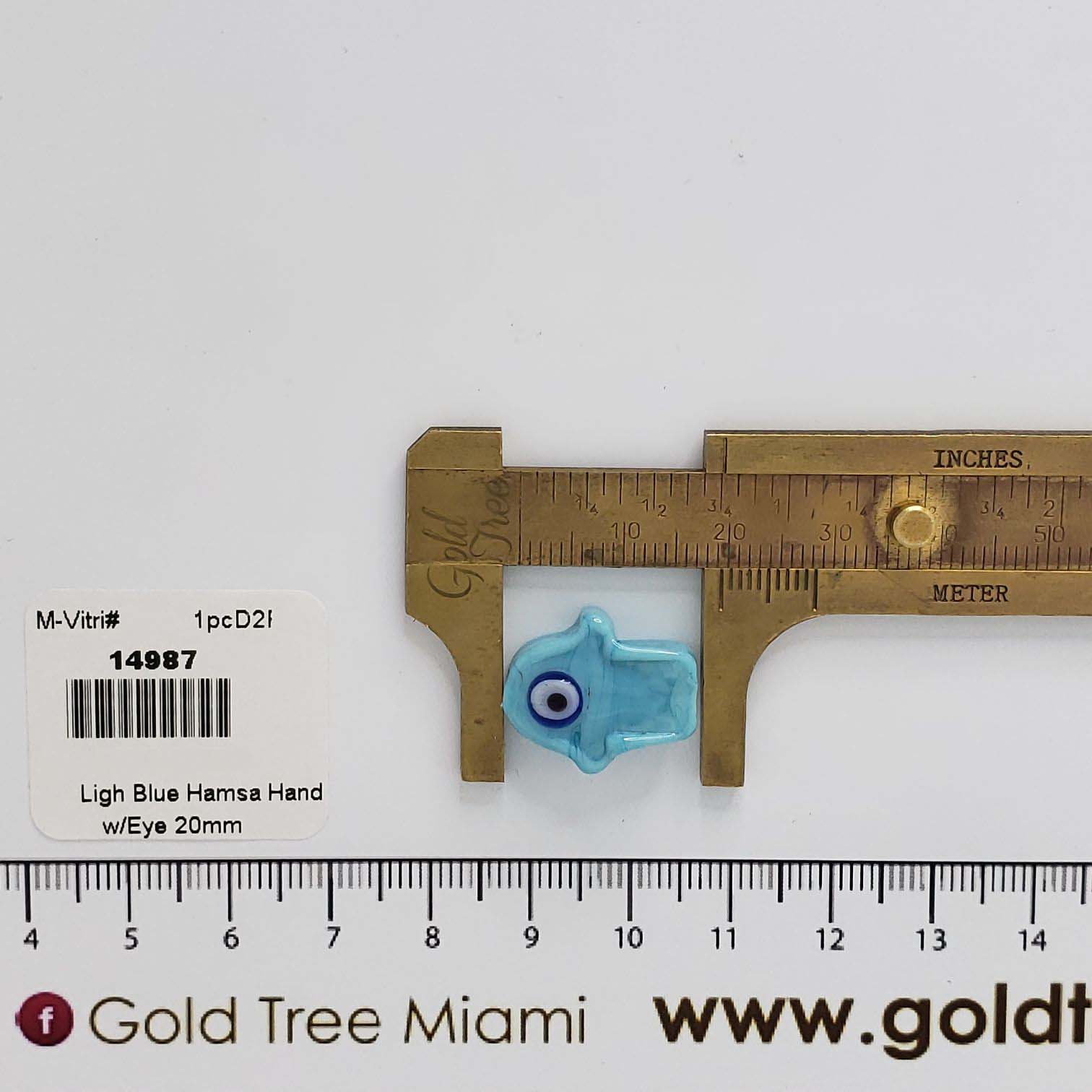 14987 Ligh Blue Hamsa Hand Spacer