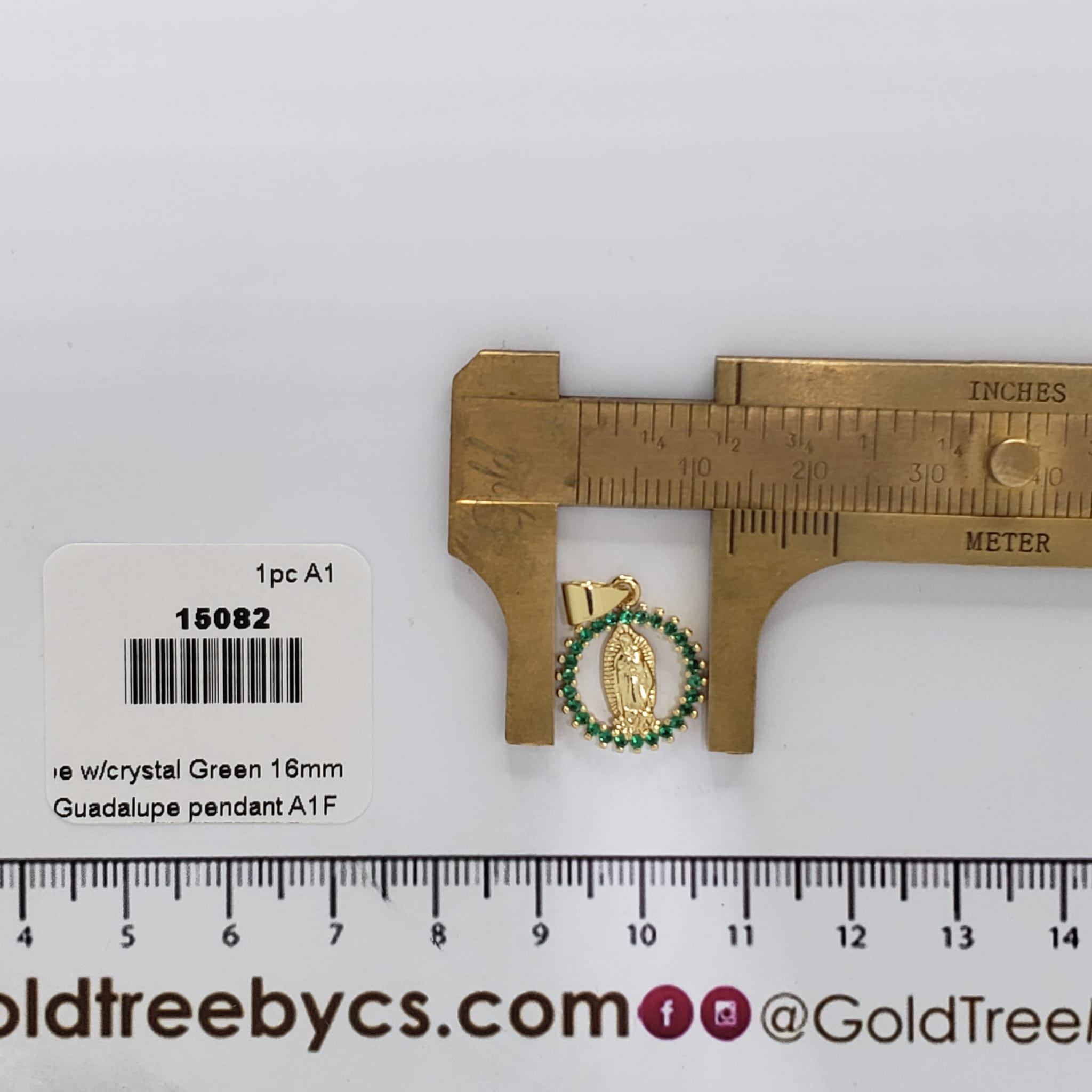 15082 Guadalupe Pendant with Green Crystal Accent