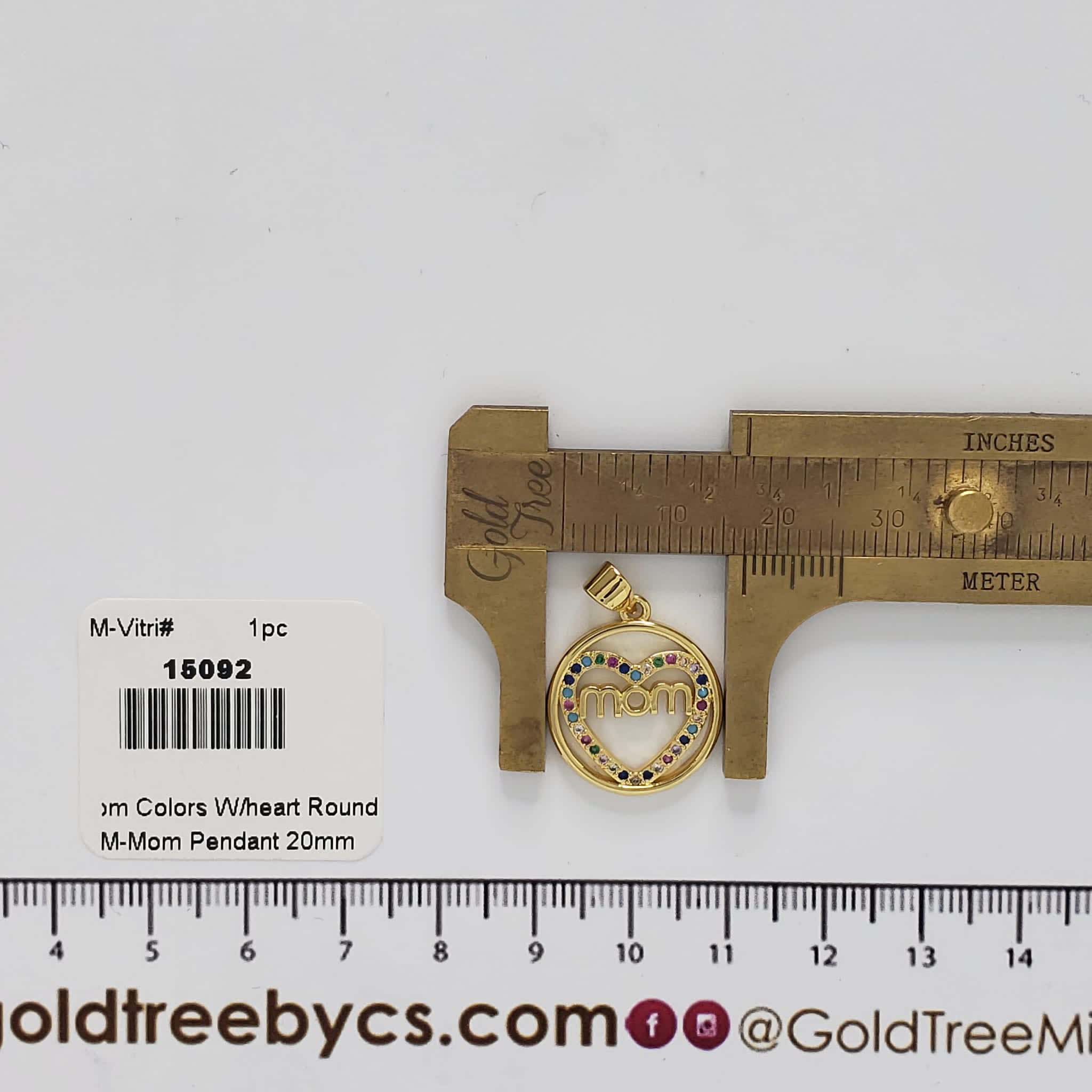 15092 Mom Colors with Heart Round Pendant