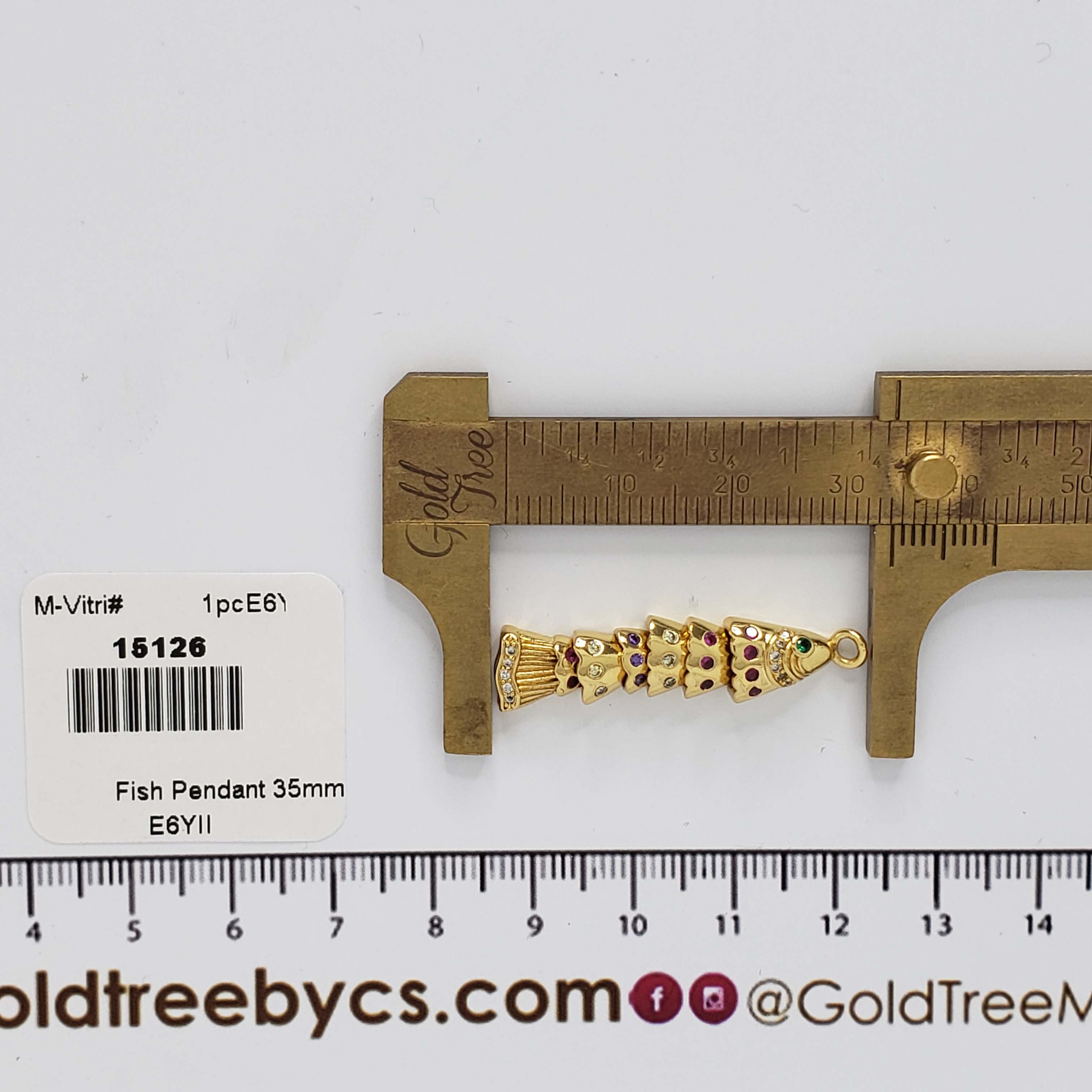 15126 Colors Crystals Fish Pendant