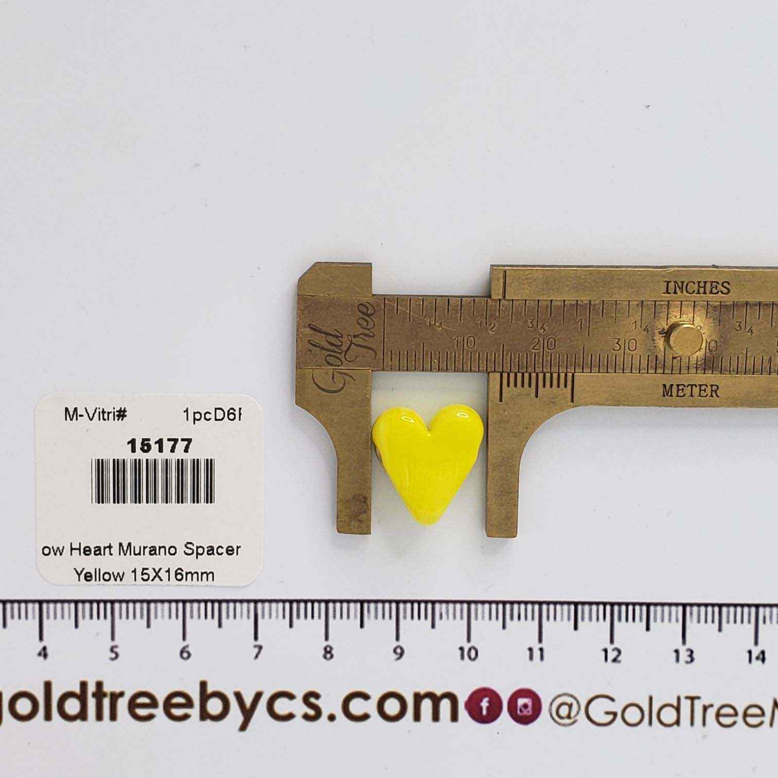 15177 Espaciador de Murano Corazón Amarillo