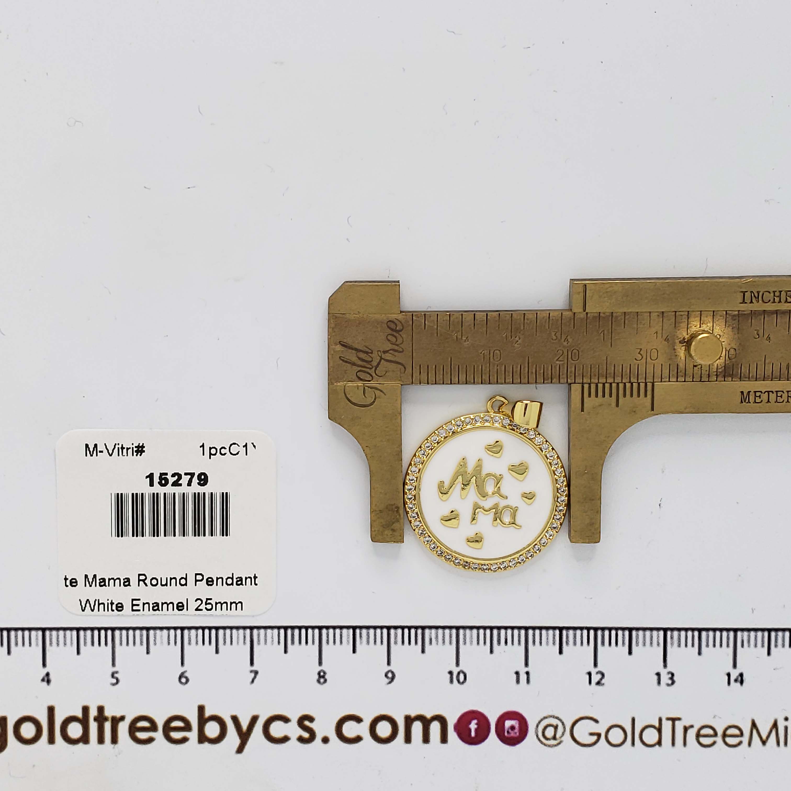 15279 White Mama Round Pendant