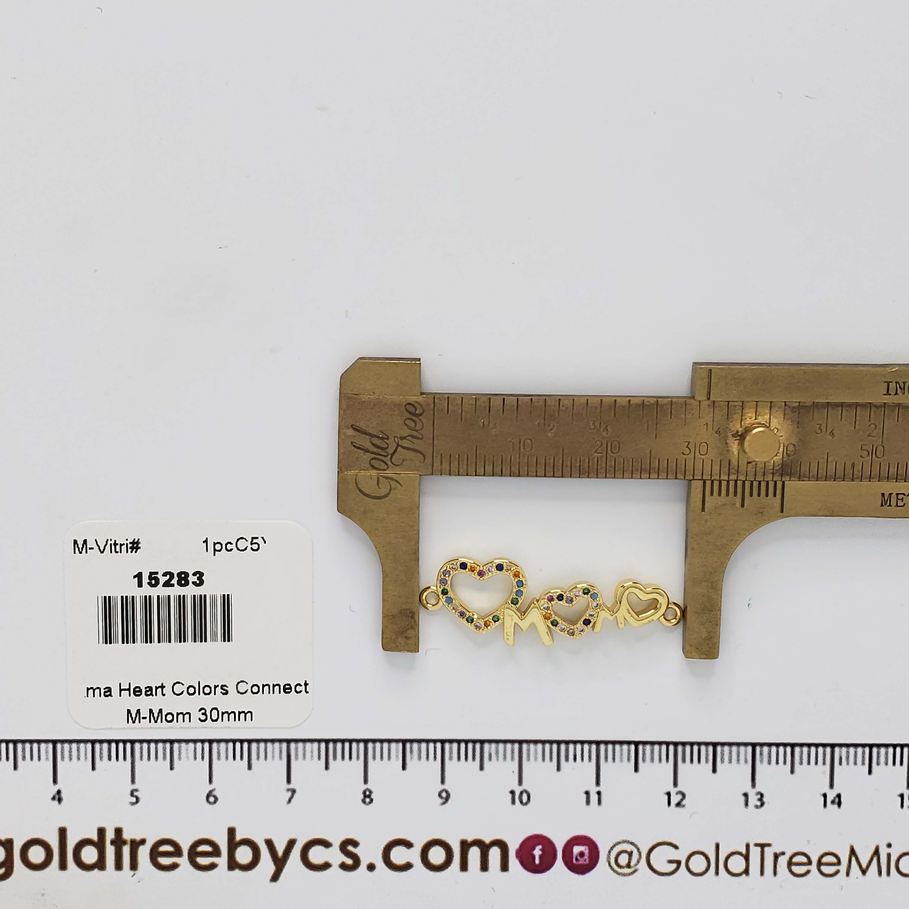 15283 Conector Corazón Mamá con Amor Colorido