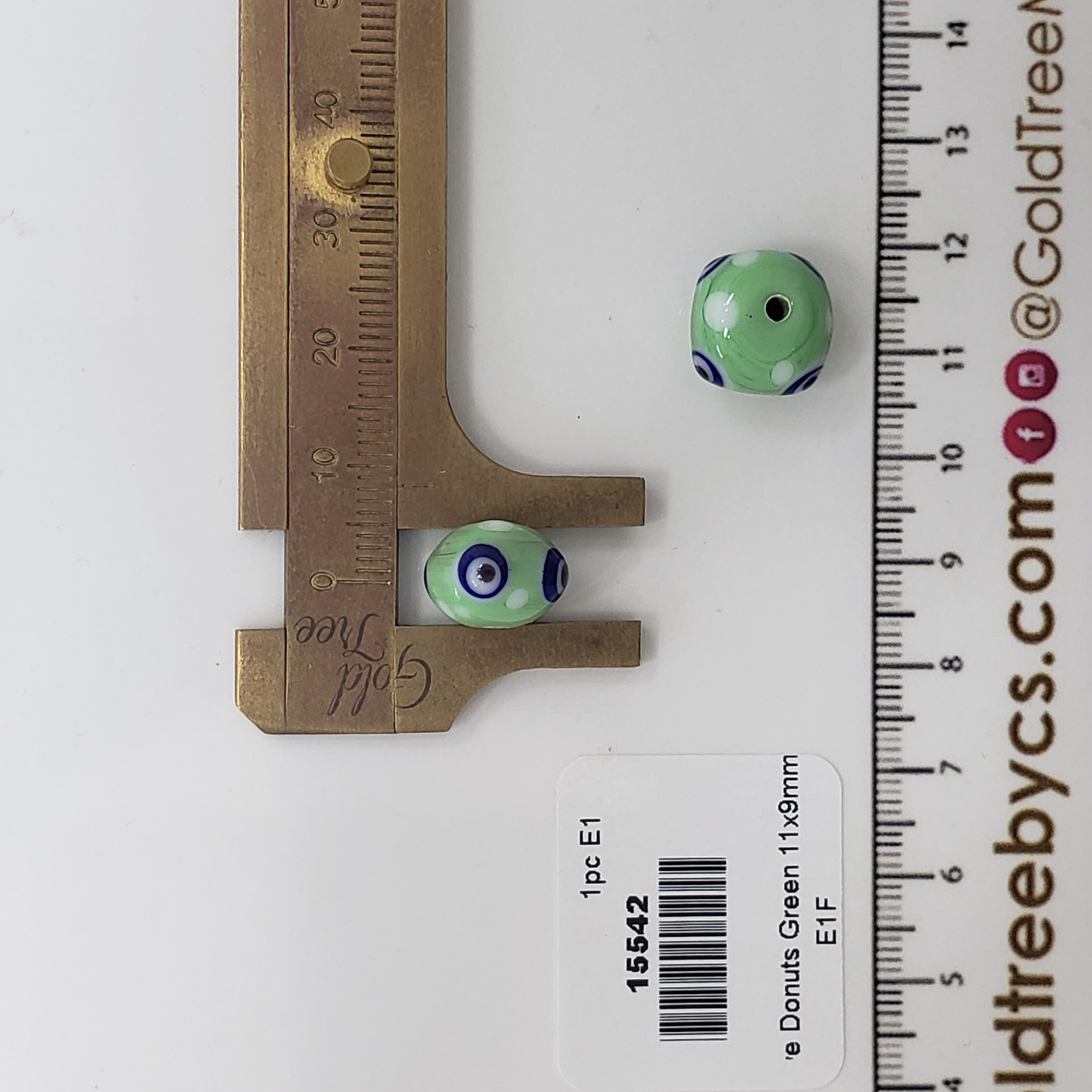 15542 Small Green Eye Donuts Murano Pendant