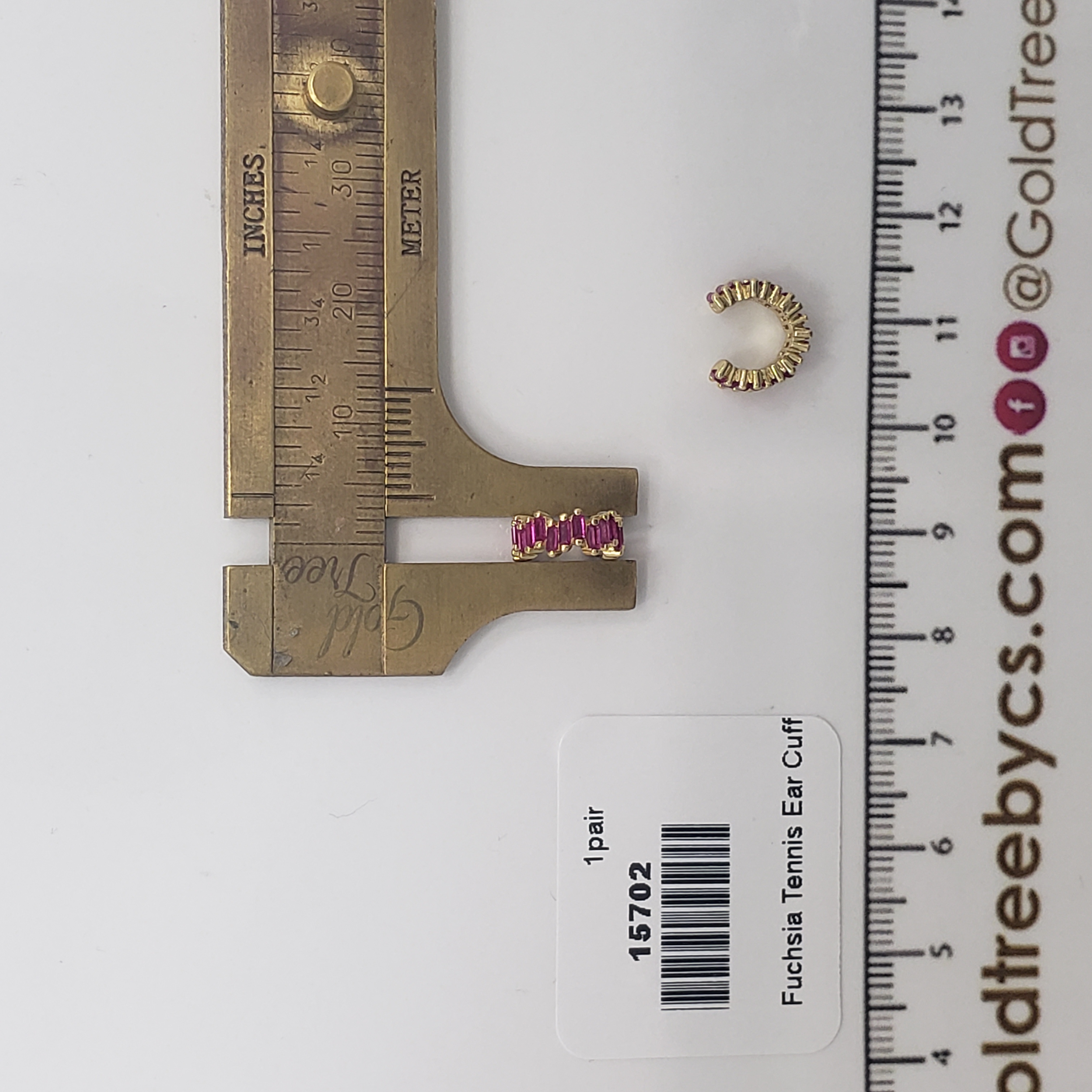 15702 Pendiente de Oreja Tenis Fuchsia