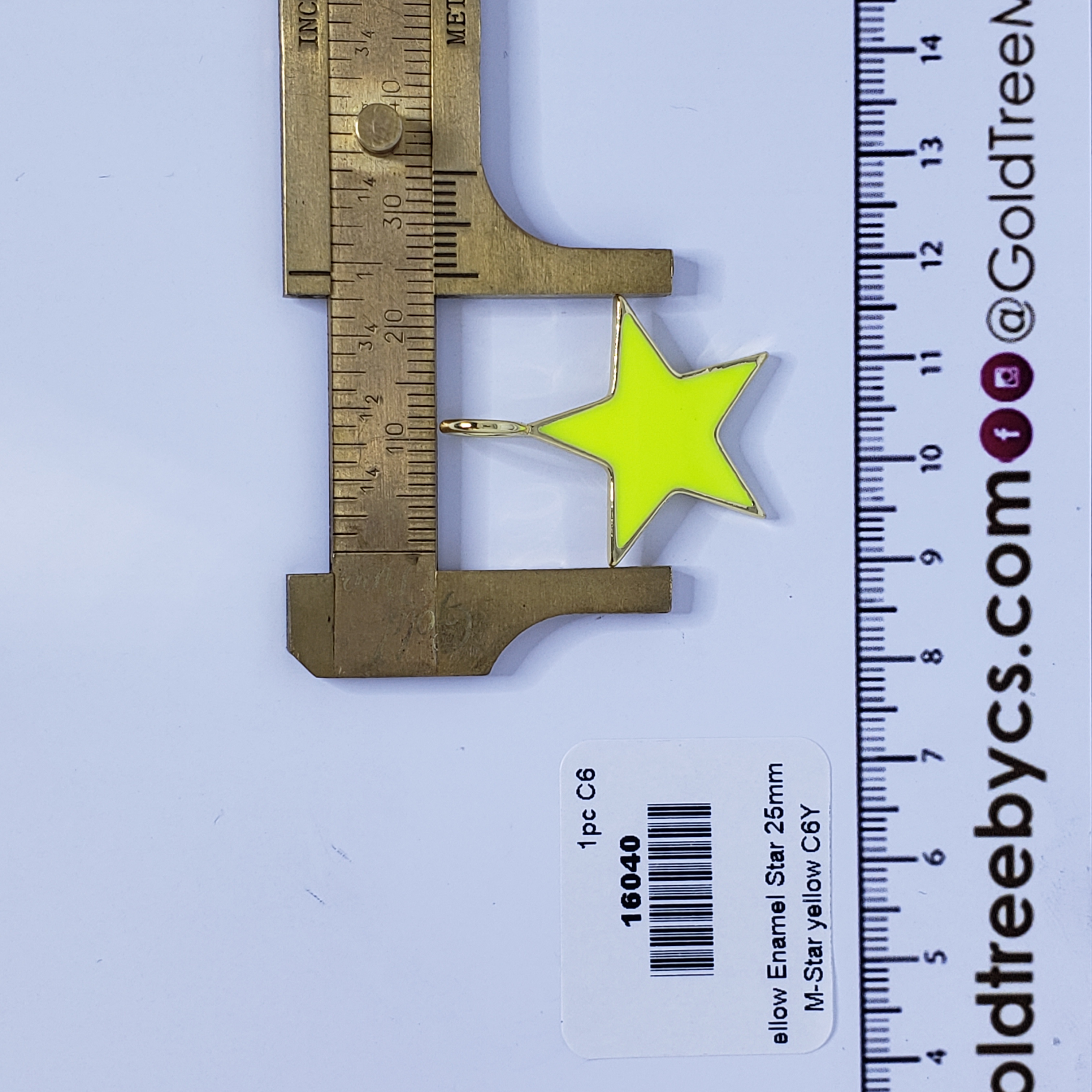 16040 Yellow Enamel Star Charm