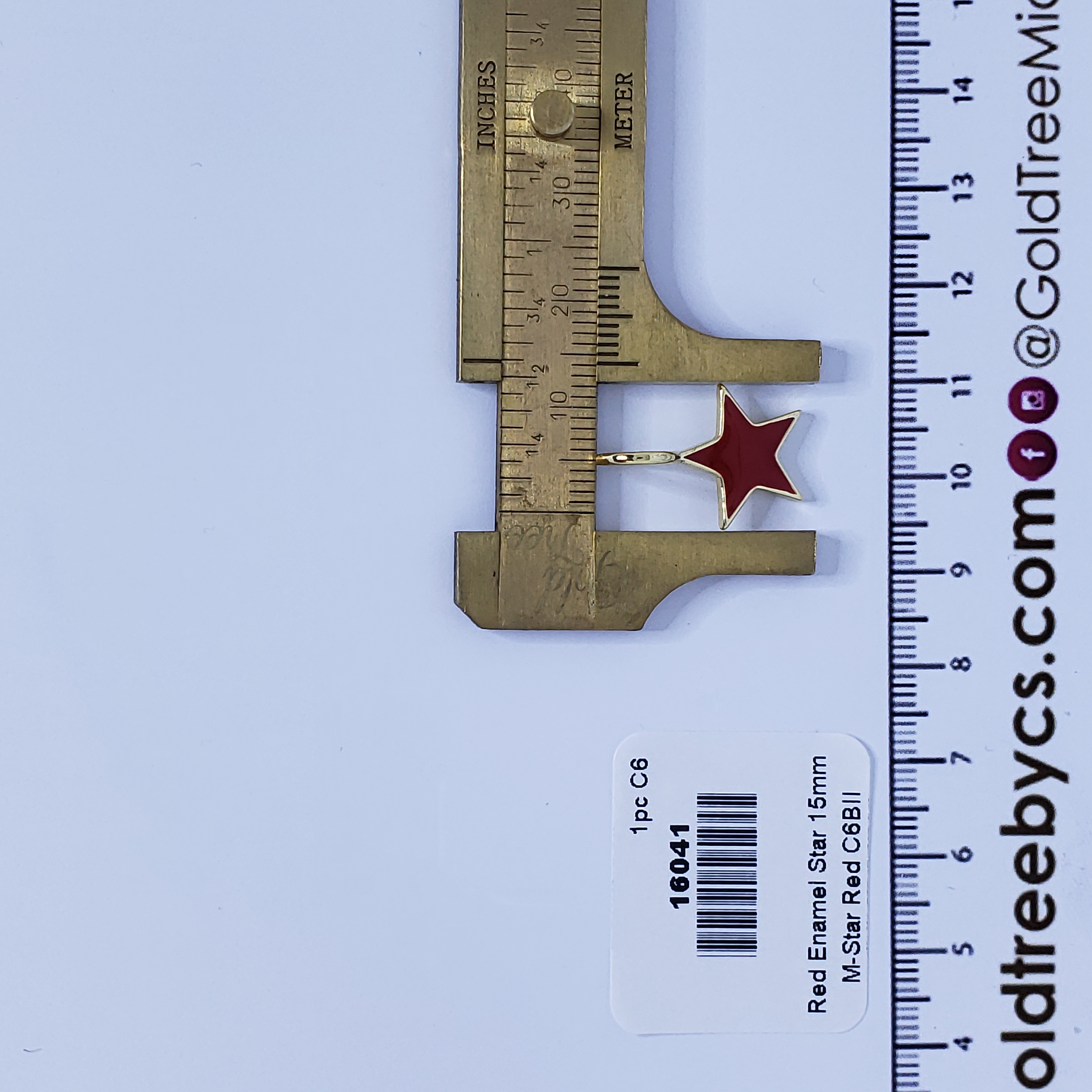 16041 Red Enamel Star Charm