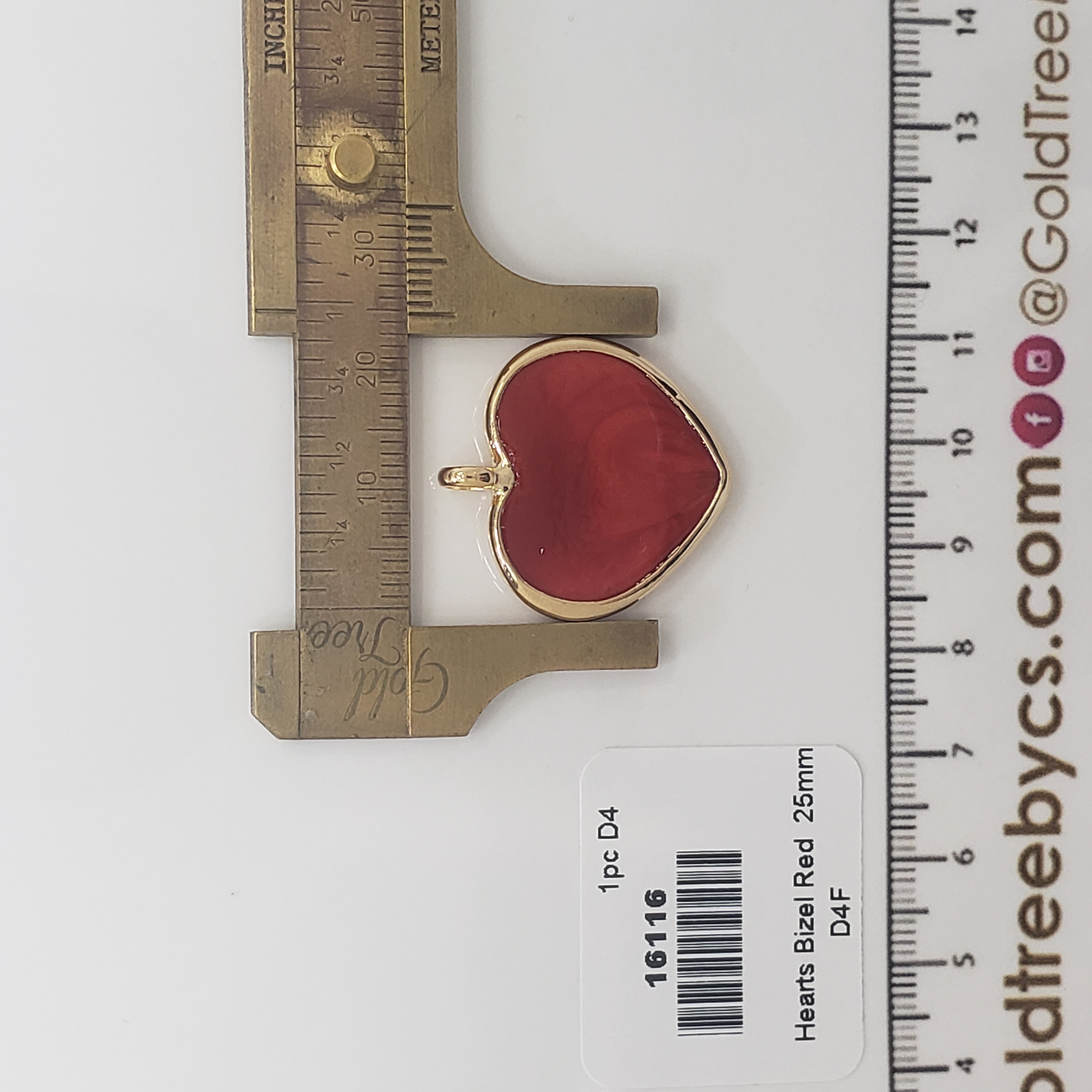 16116 Heart Bizel Red Pendant