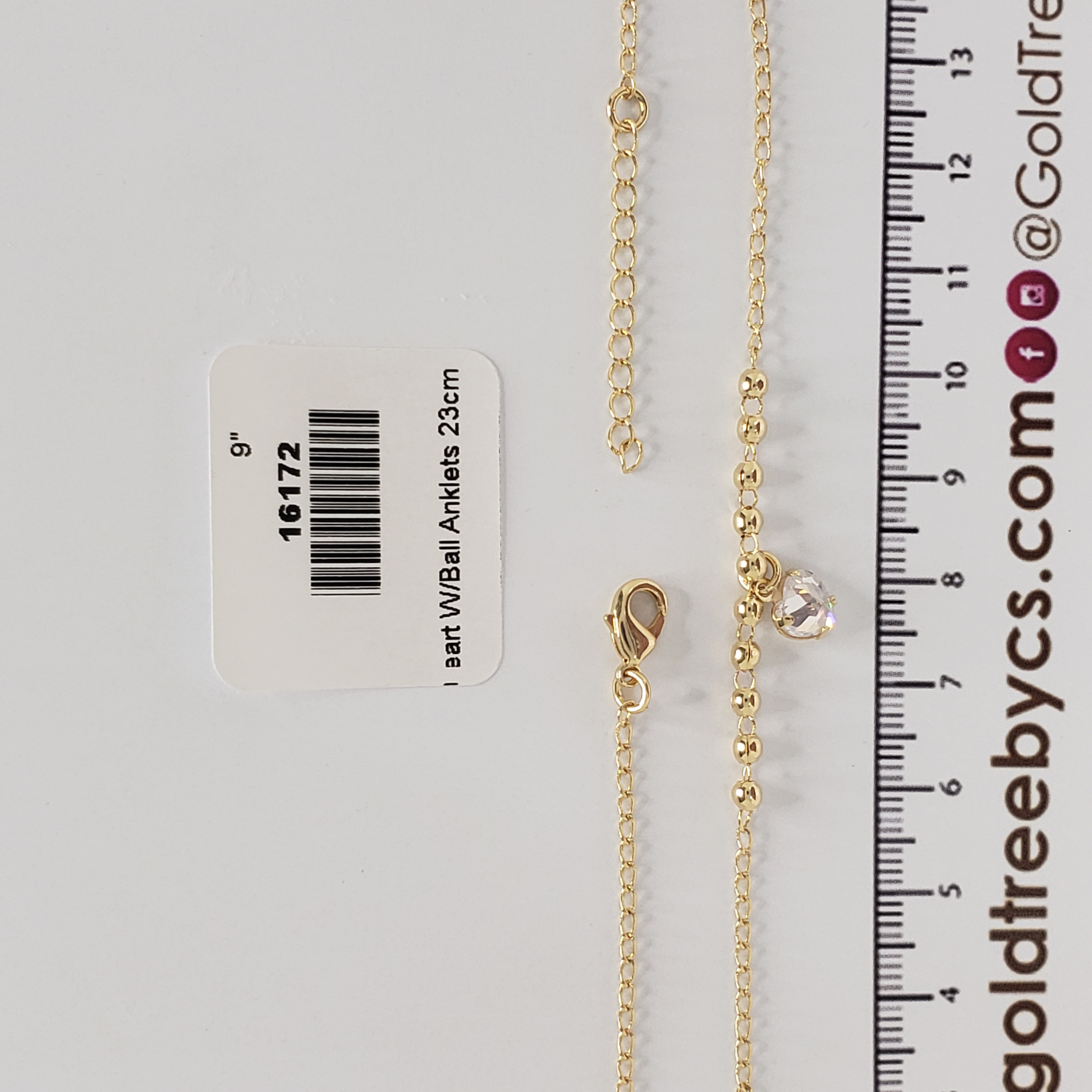 16172 23cm Heart with Ball Anklet