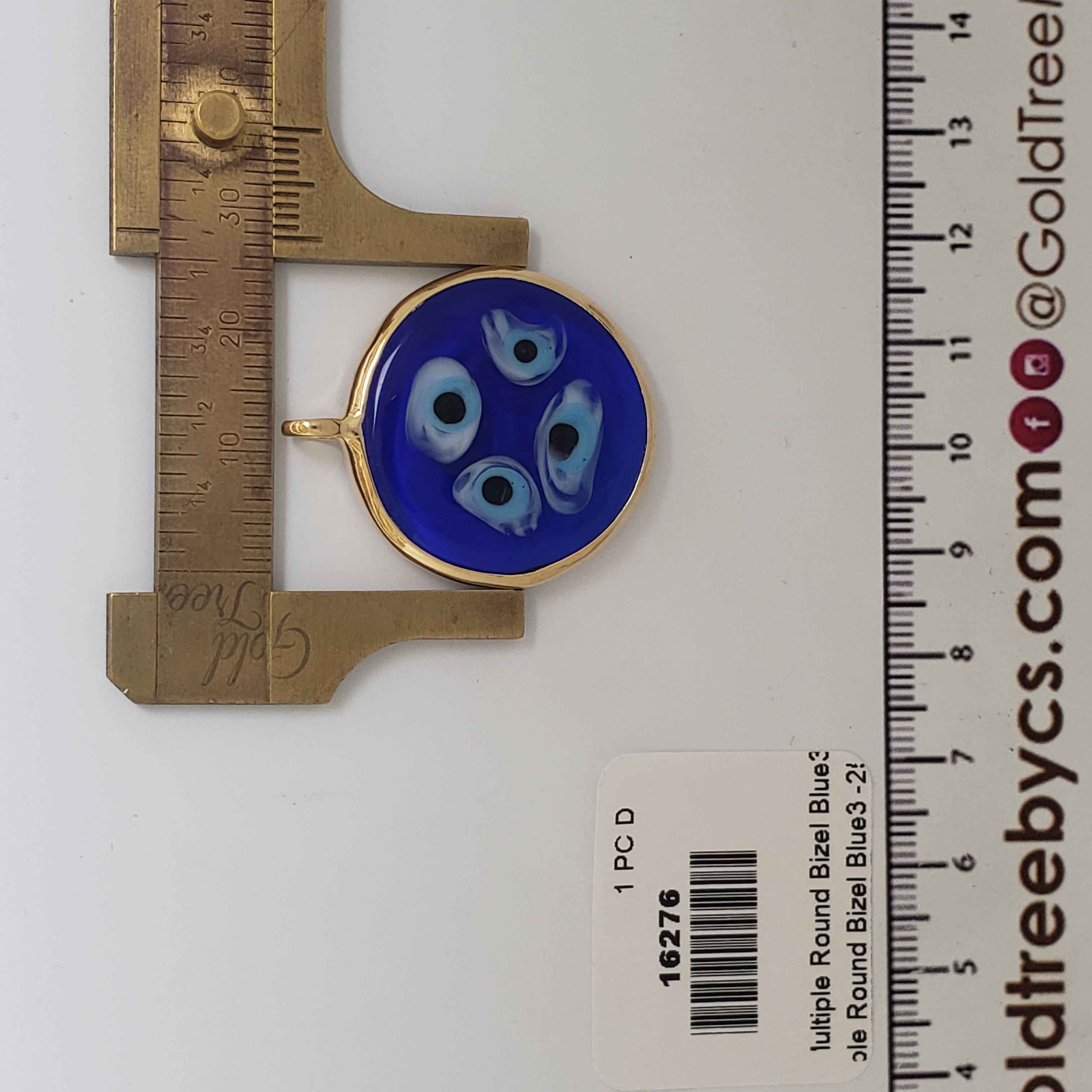 16276 Blue and White Eye Bizel Pendant