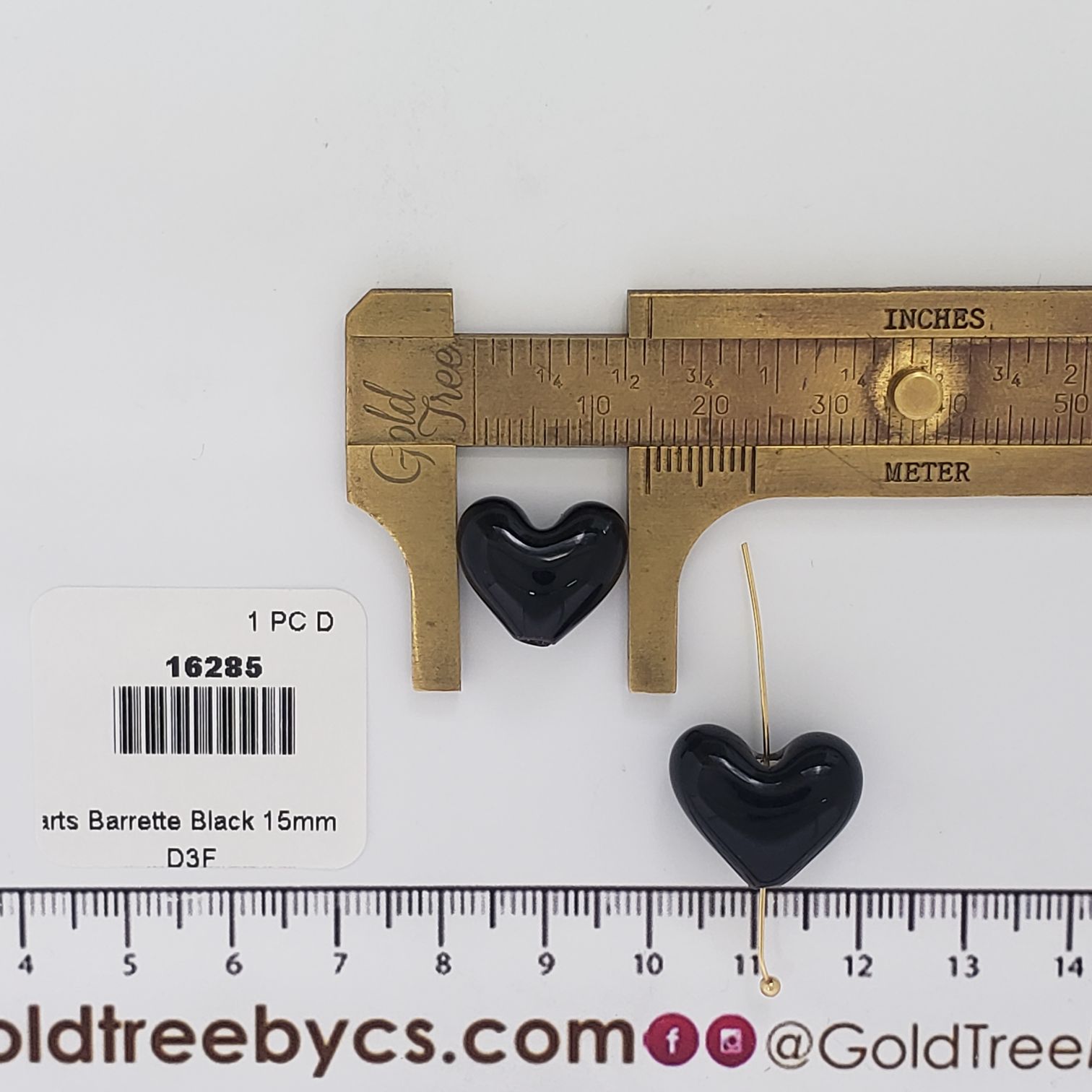 16285 Separador de broche de corazón negro
