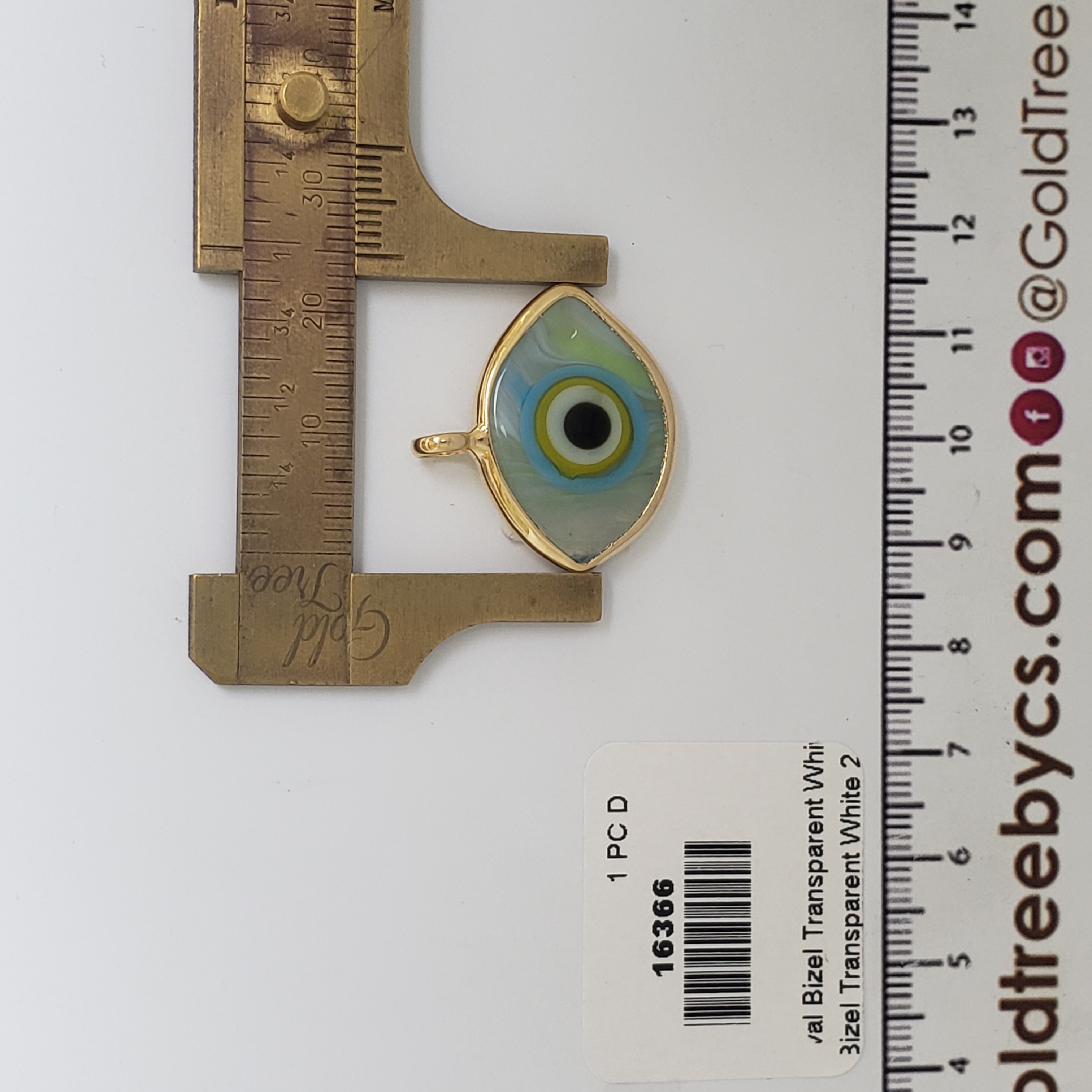 16366 Transparent White Eye Oval Bizel Charm