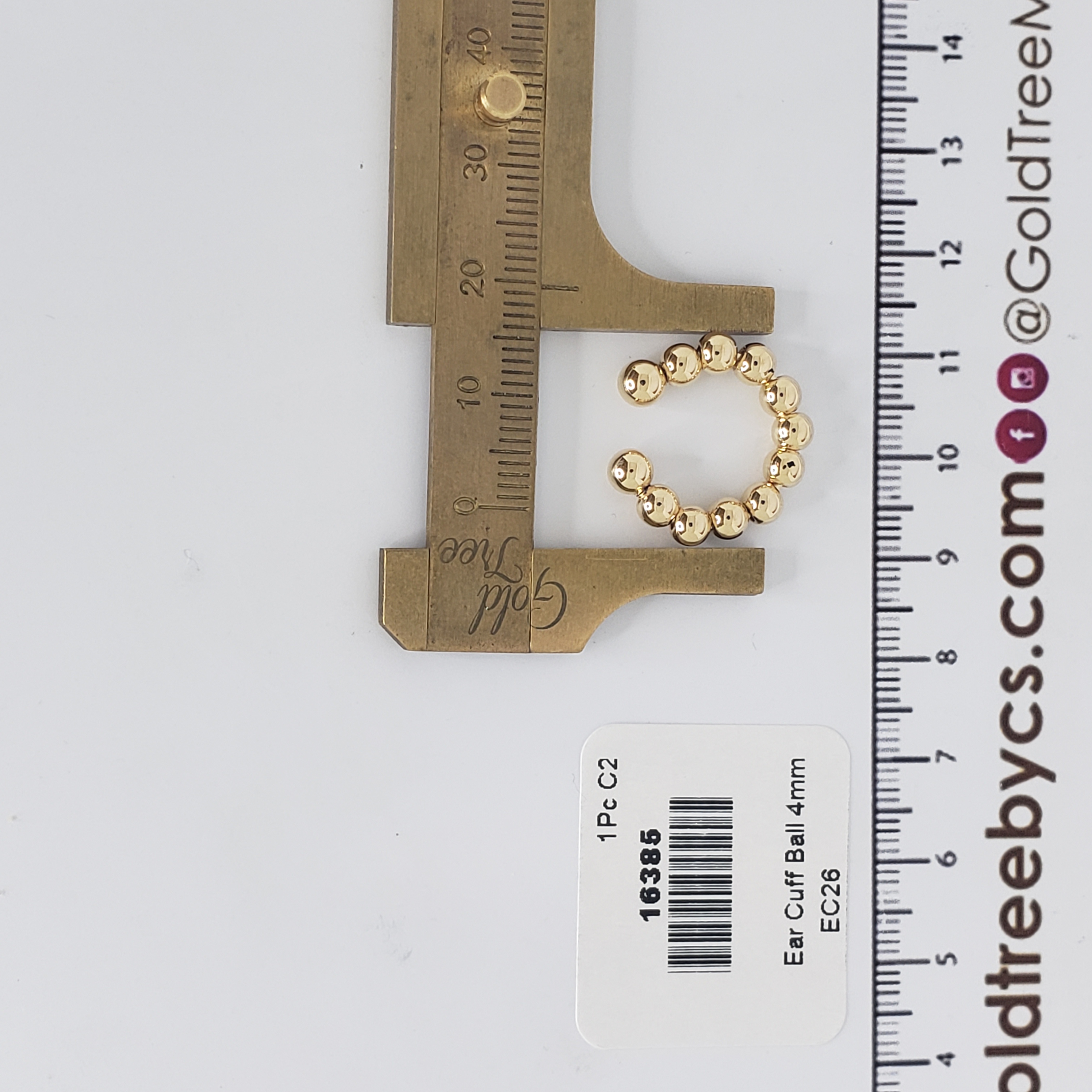 16385 4mm Gold Ear Cuff Ball 