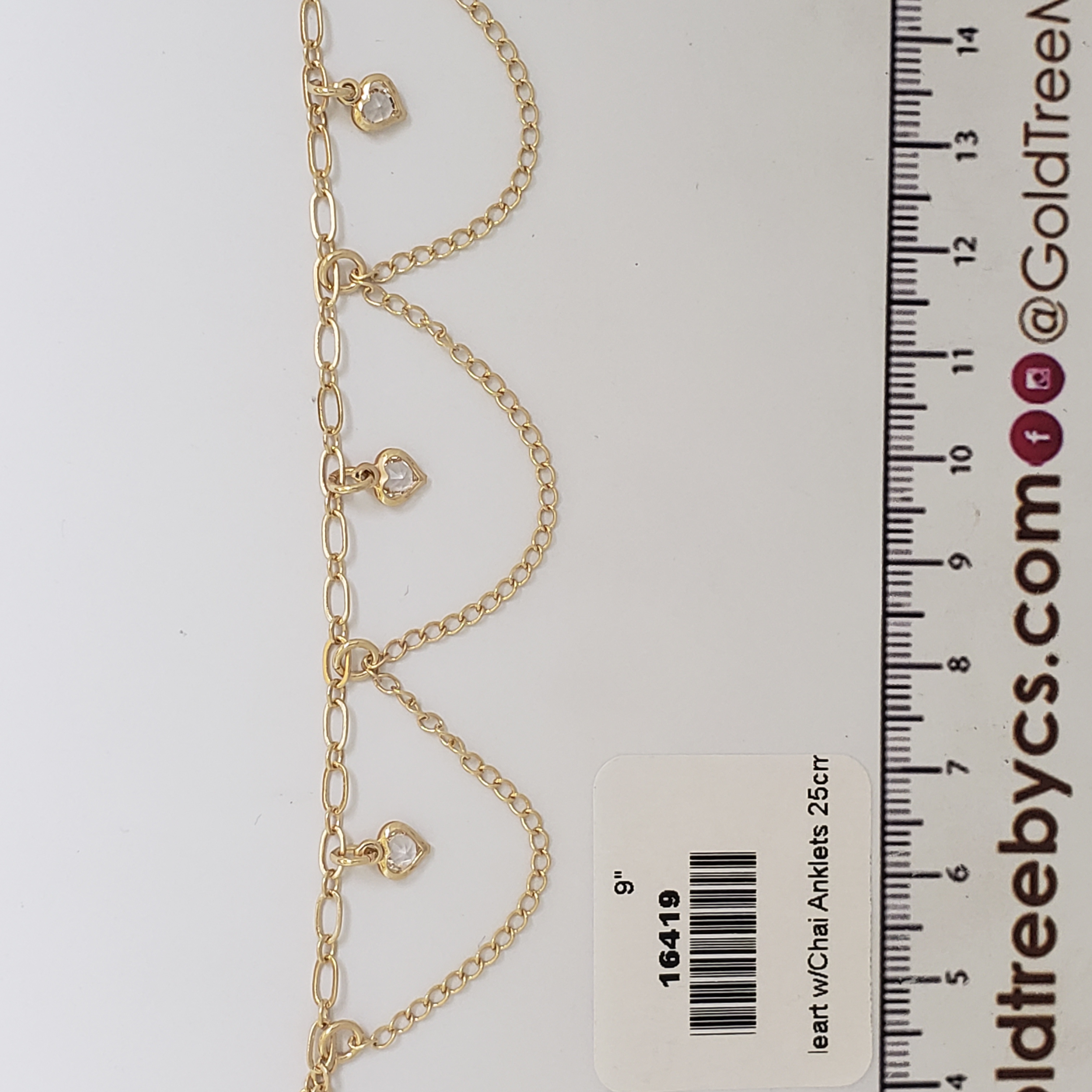 16419 25cm Hearts with Chain Anklet