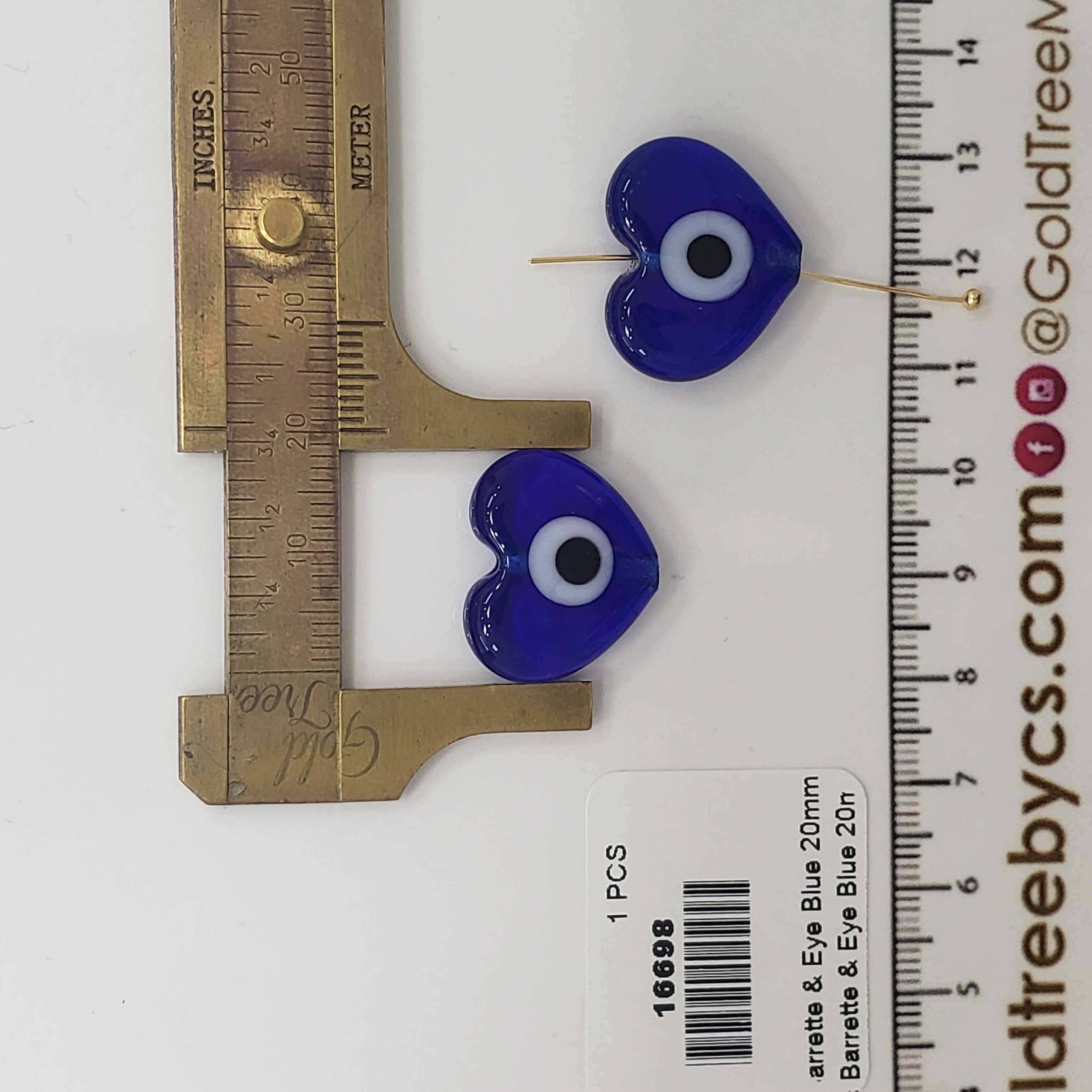 16698 Hearts Barrette & Eye Blue