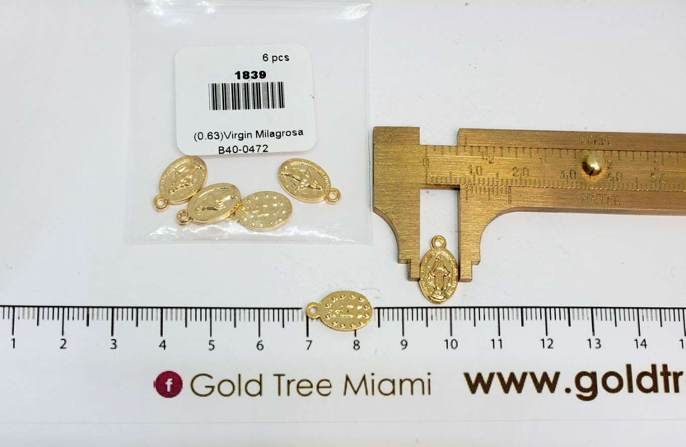 1839 Small Gold Oval Virgin Milagrosa Pendant