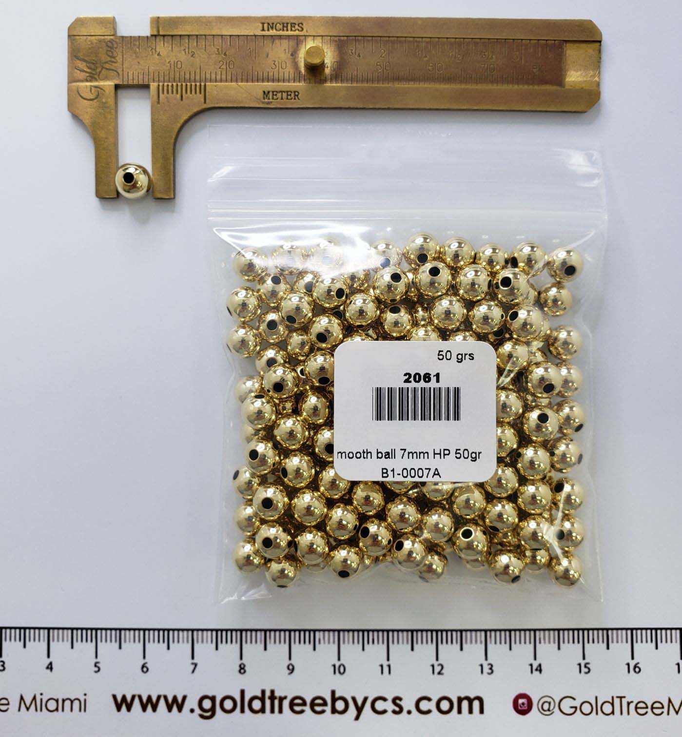 2061 Cuentas Redondas Llisas Agujero Chico de 7 mm