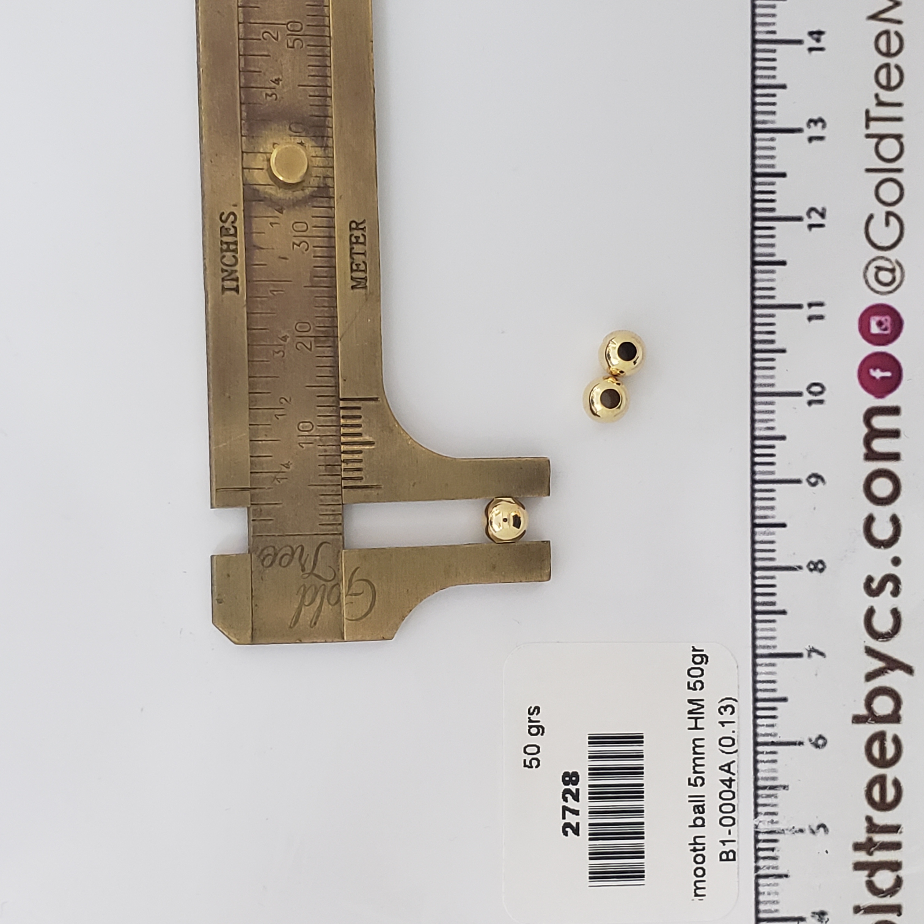 2728 5mm Medium Hole Smooth Round Beads