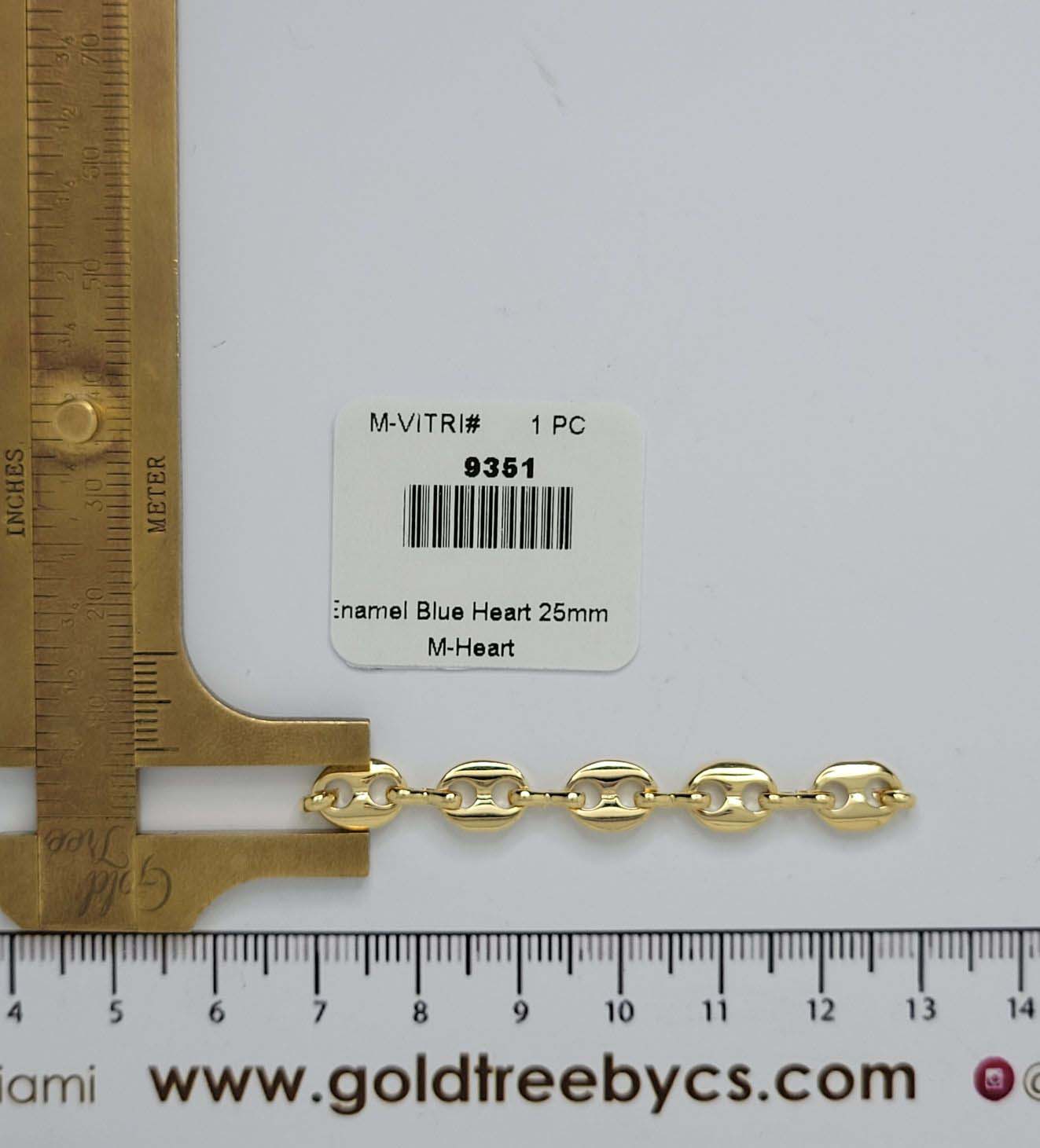 9351 25mm Blue Enamel Heart Pendant