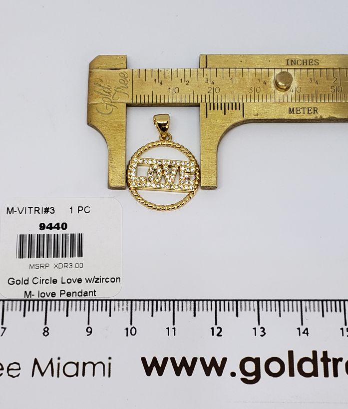 9440 Gold Circle of Love with Zircon Pendant