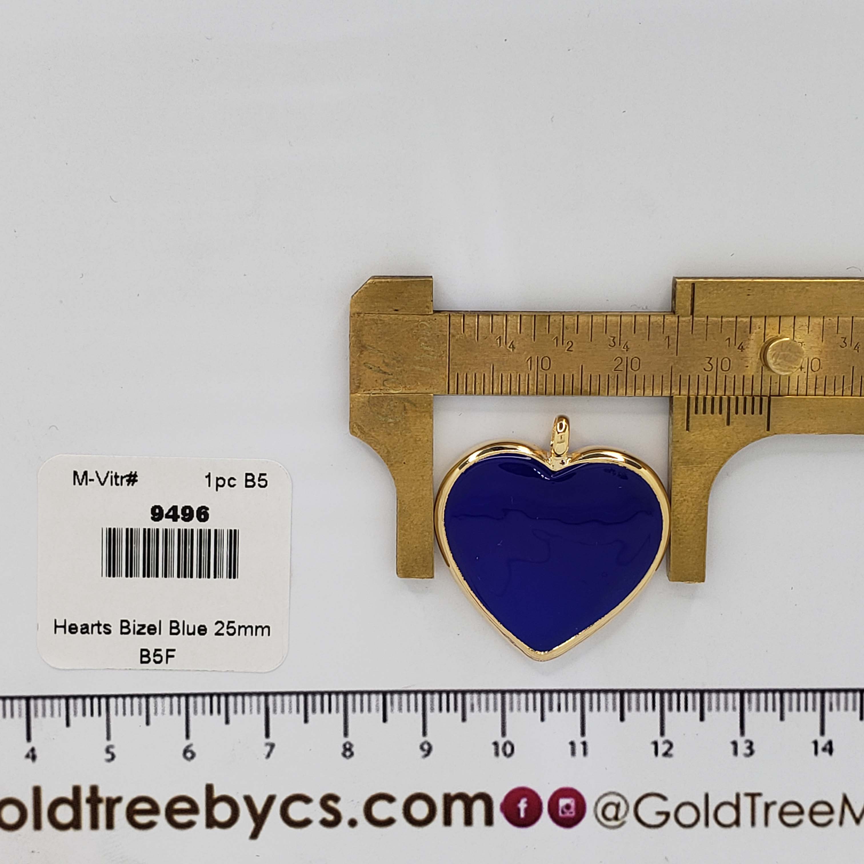 9496 Medium Heart Bizel Blue Pendant