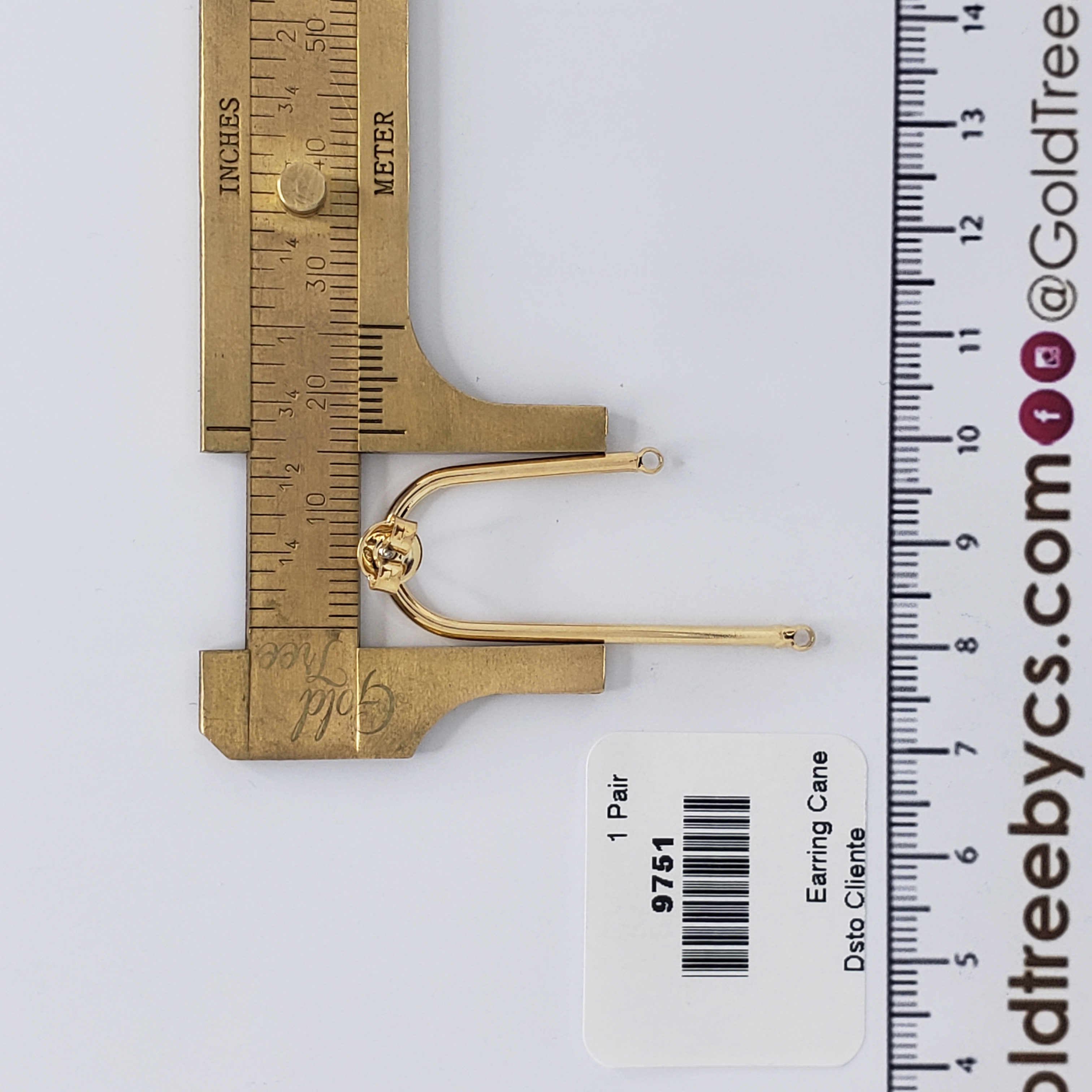 9751 Earring Gold Cane