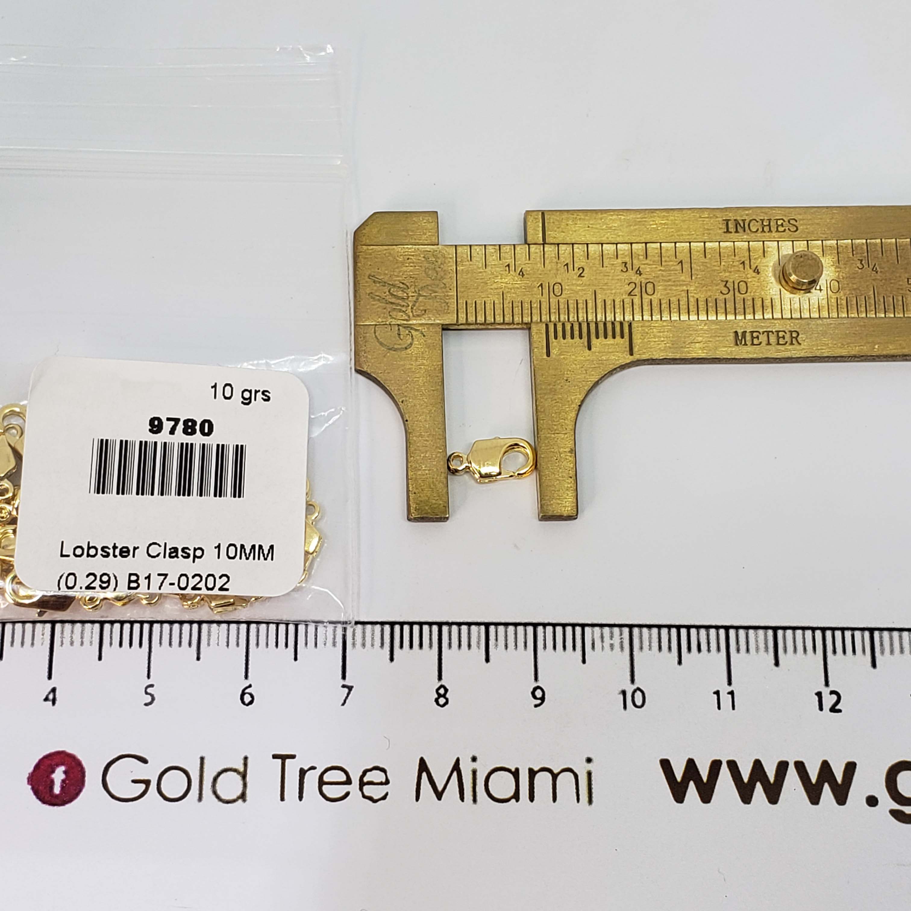 9780 10mm Gold Lobster Claw Clasp