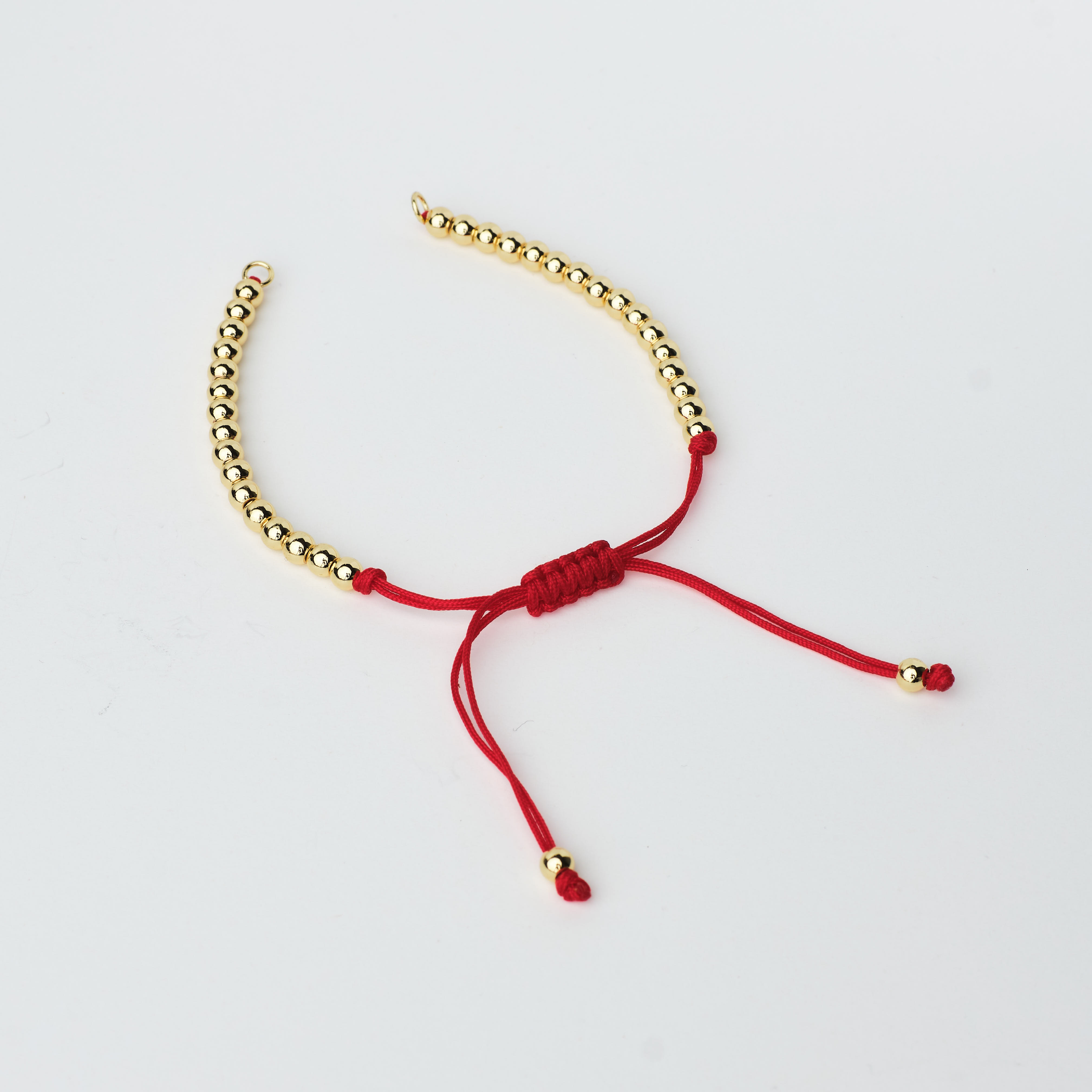 11274 Red cord with Bead Gold 4mm