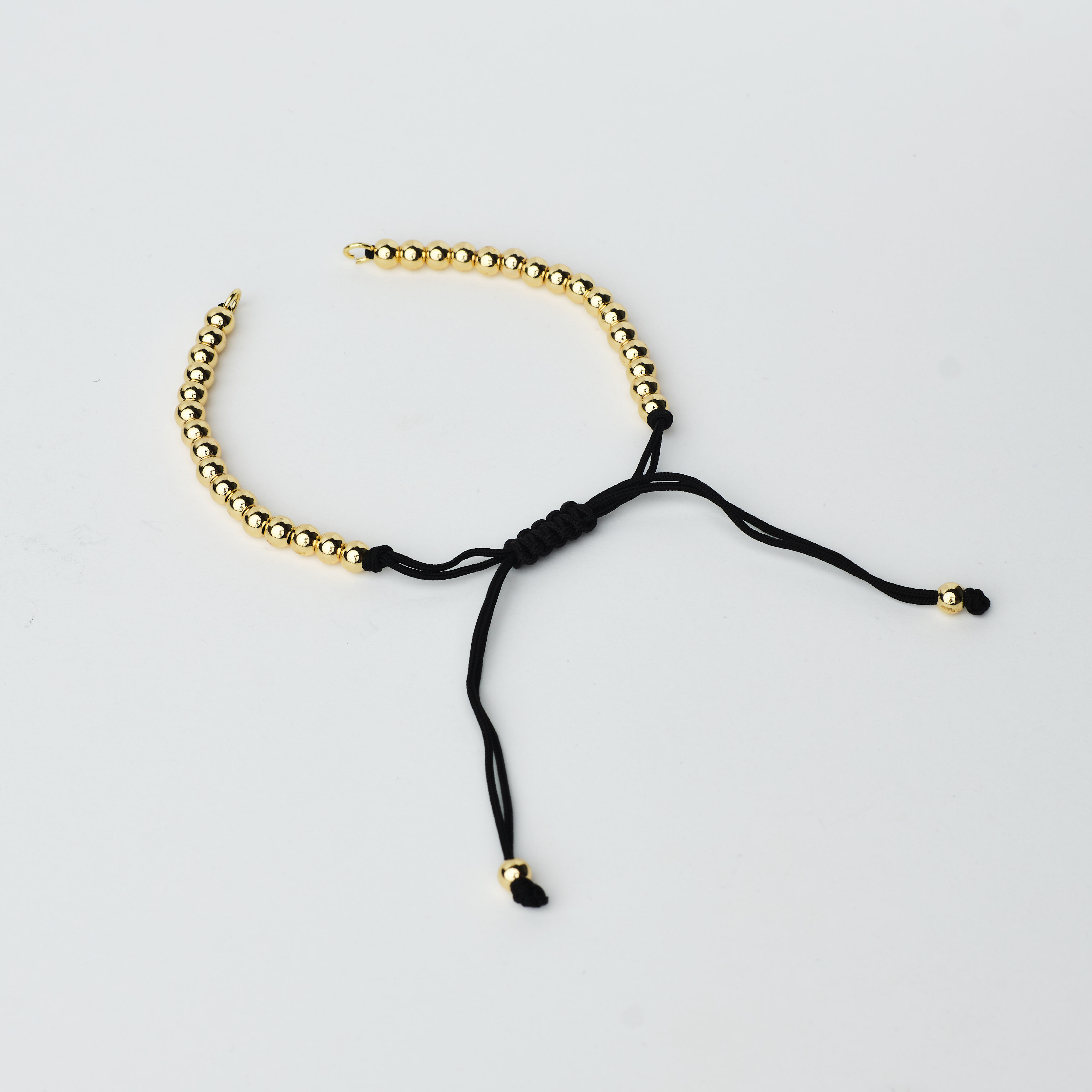 11275 Black cord with Bead Gold 4mm