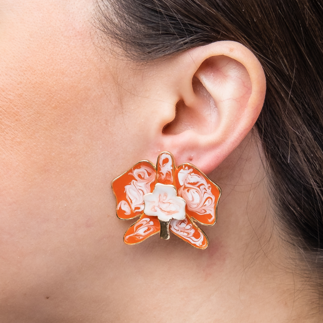 11795 Orange Earrings Butterfly