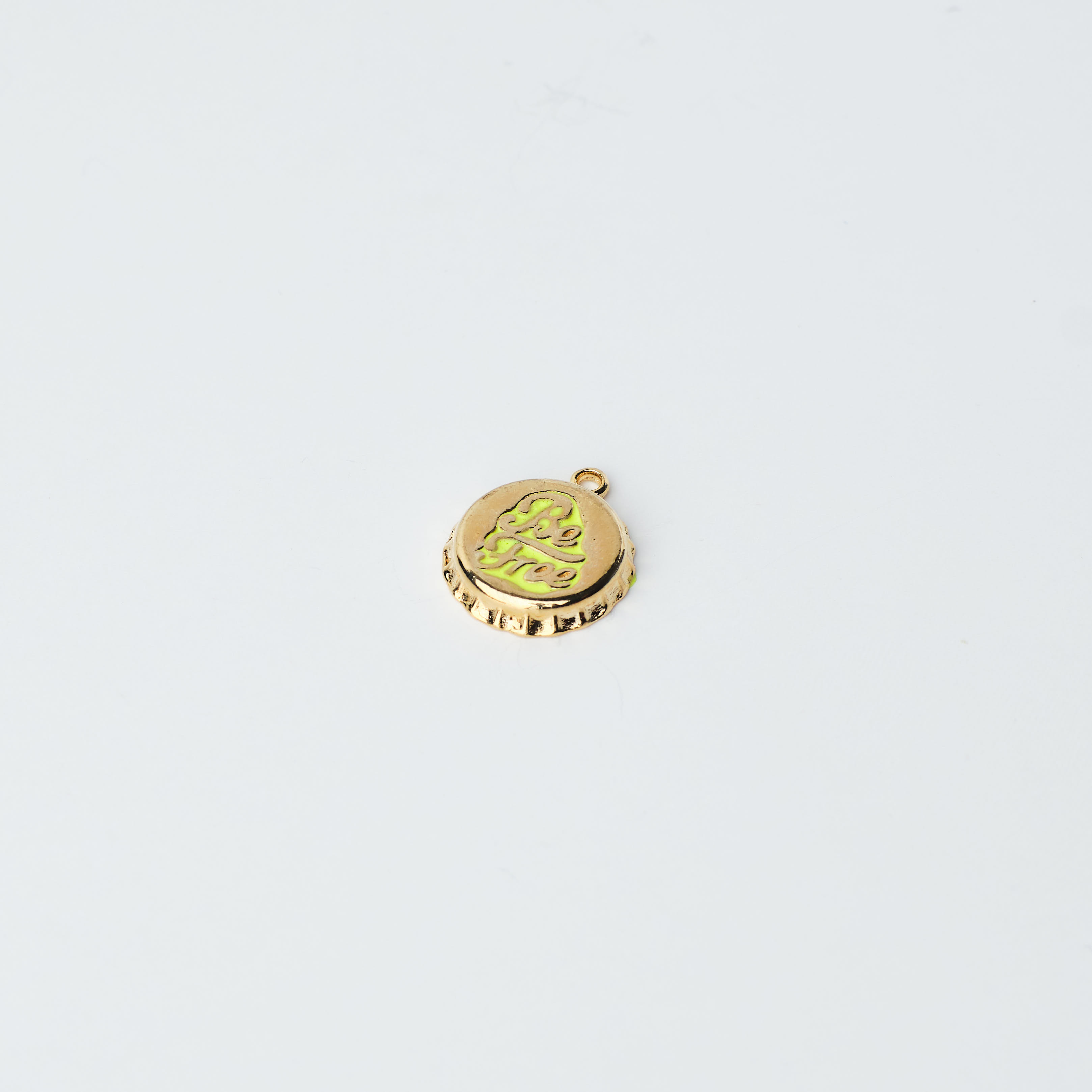12423 Yellow Be Free Soda Bottle Cap Charm