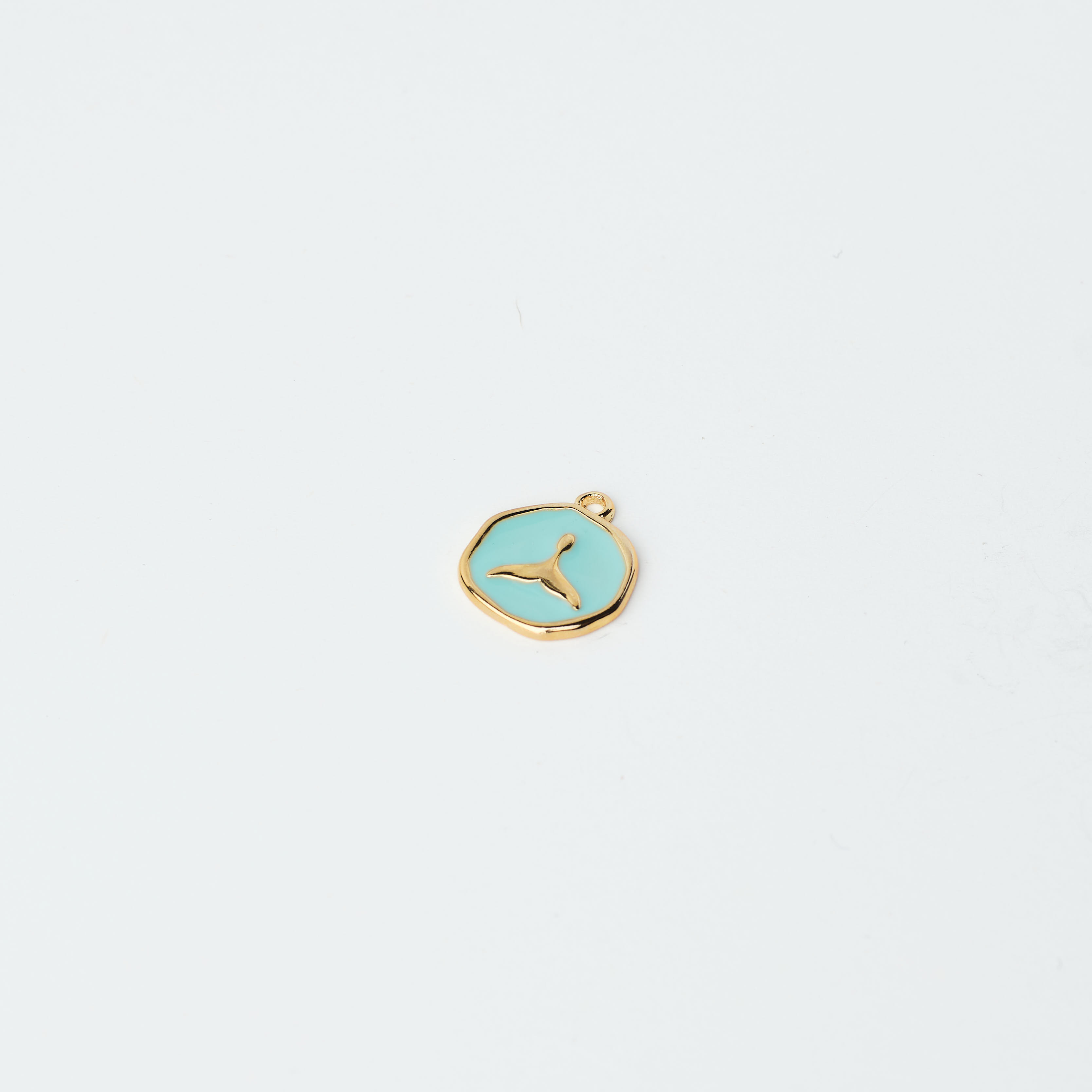 12474 Turquoise Enamel Minimalist Gold Whale Tail Pendant