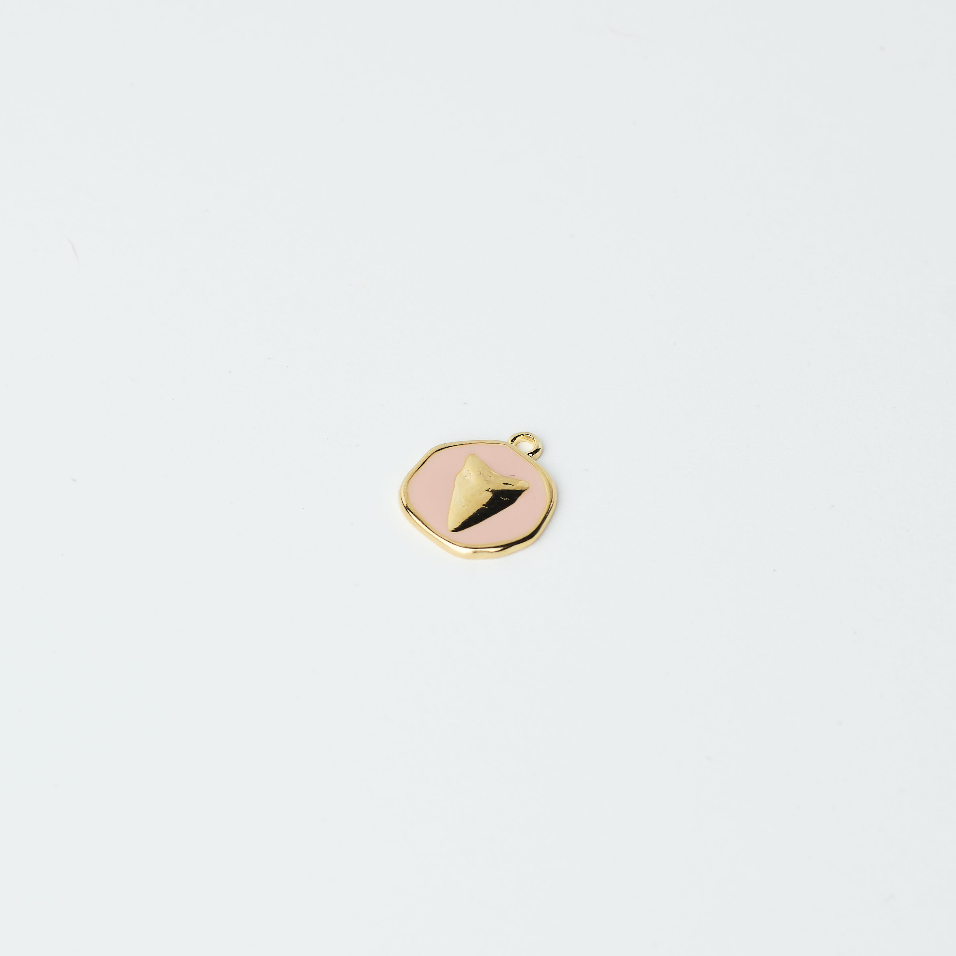 12491 Beige Enamel Gold Shark Tooth Pendant
