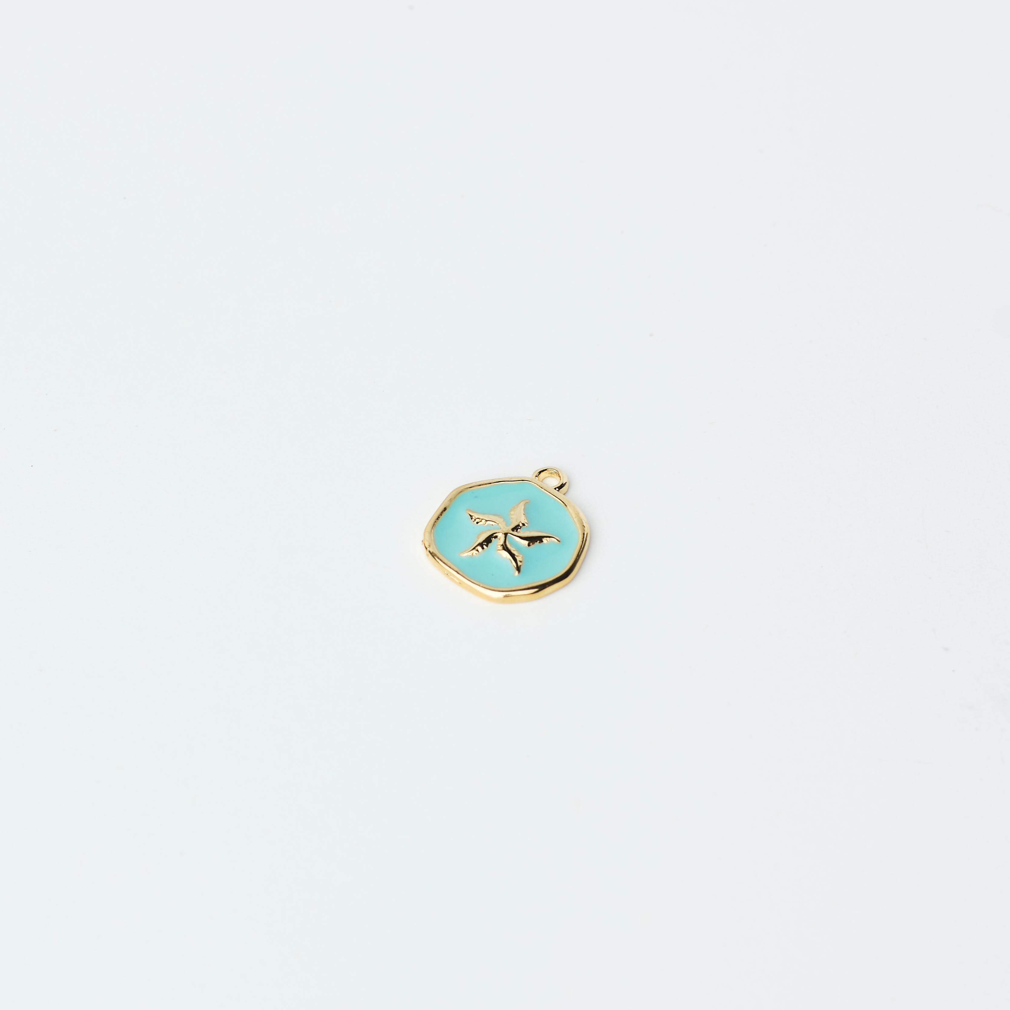 12507 Turquoise  Enamel Gold Starfish Pendant
