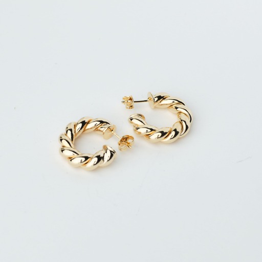 12702 21x5mm Gold Twisted Earrings