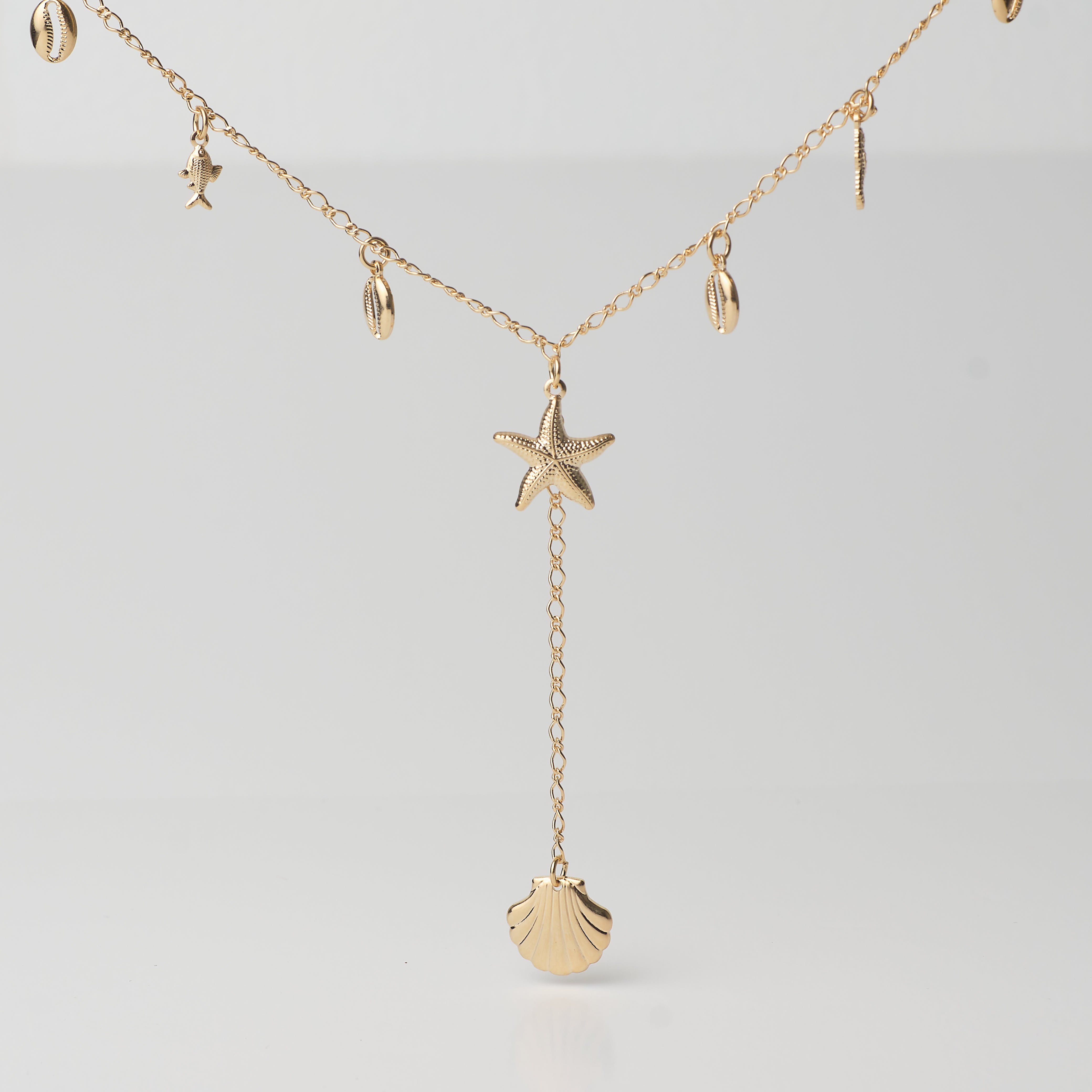 12801 Gold Necklace with Sea Charms 45cm