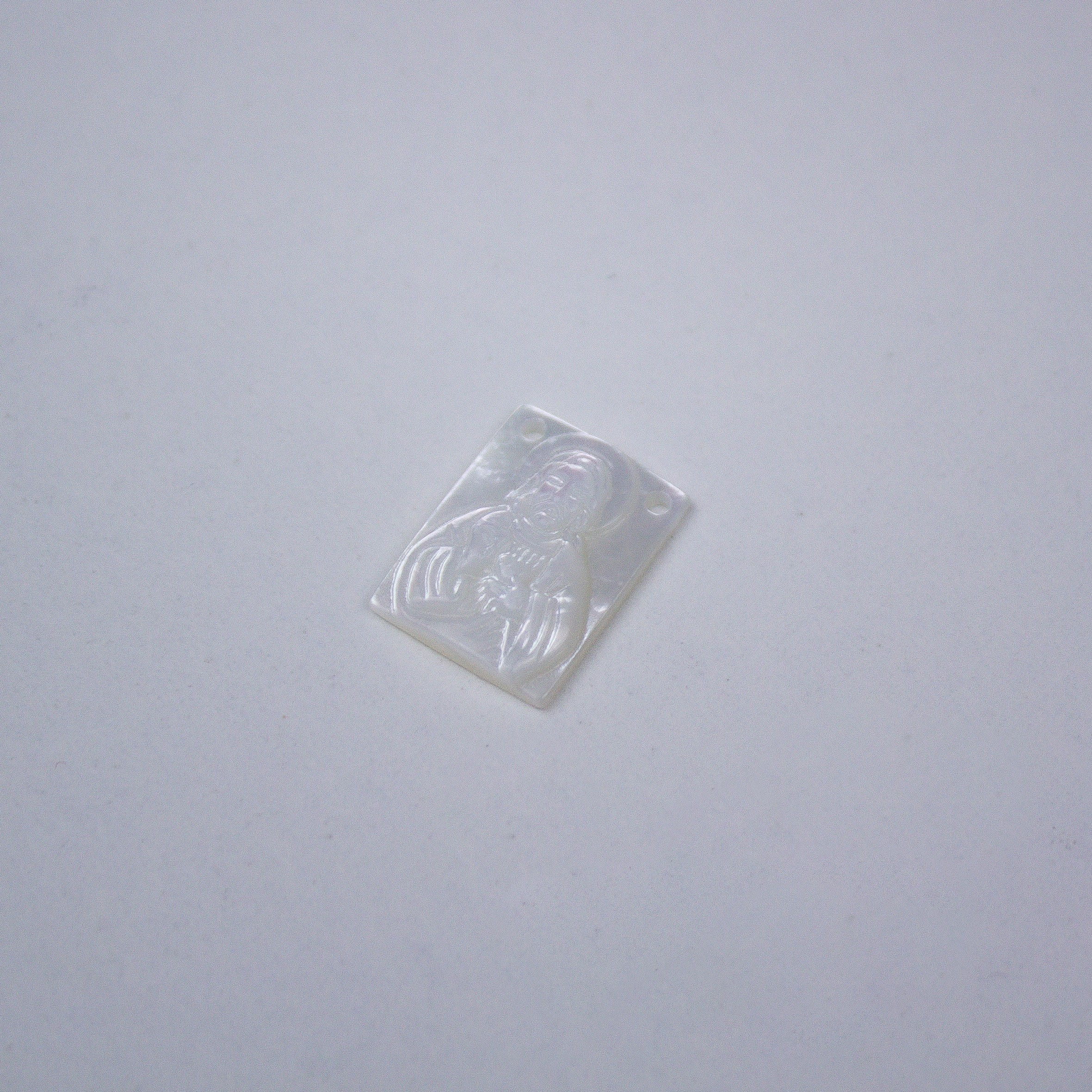 13717 Square Heart of Jesus Shell Scapular Pendant 12x16