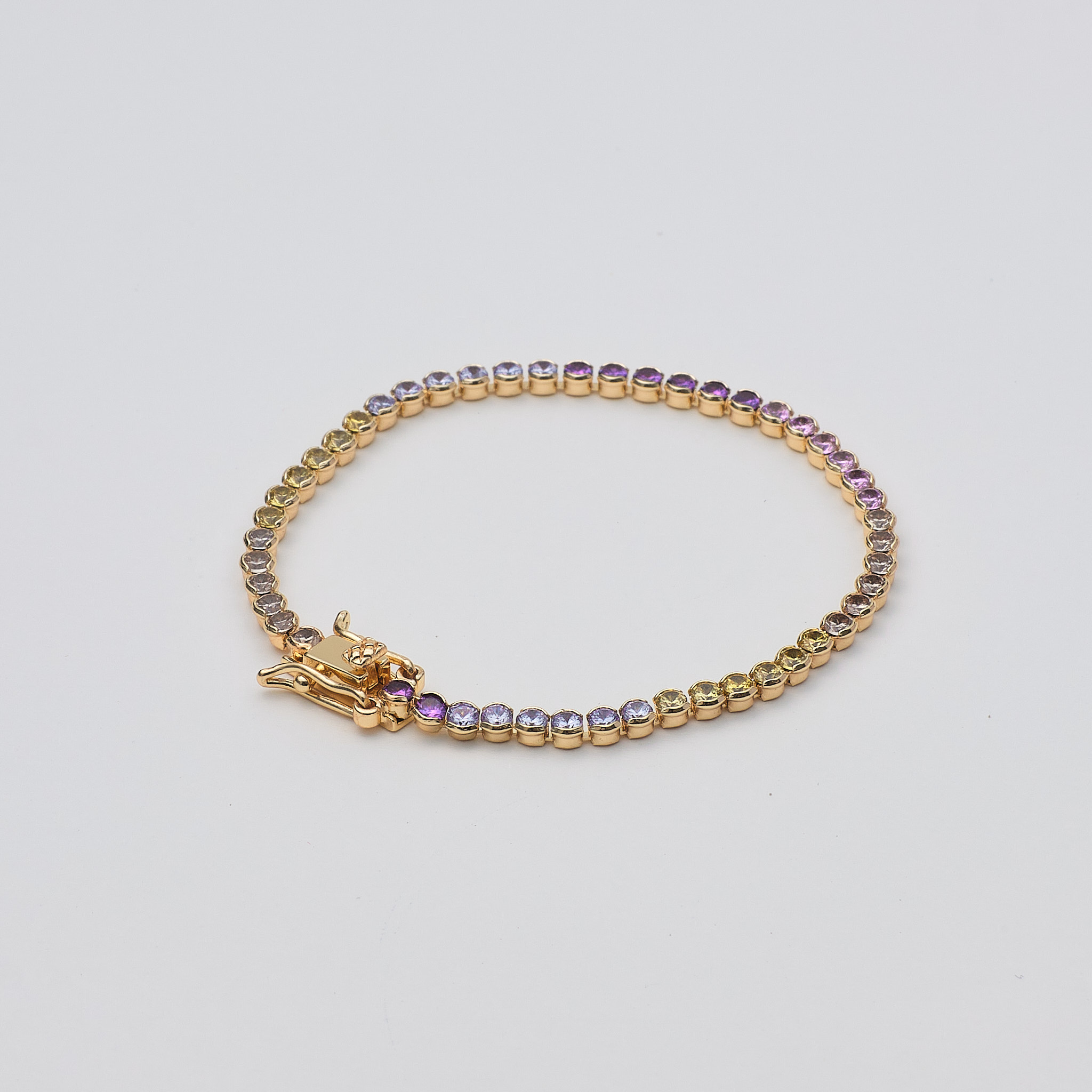 14240 6" Tennis Bracelet Yellow-Lilac