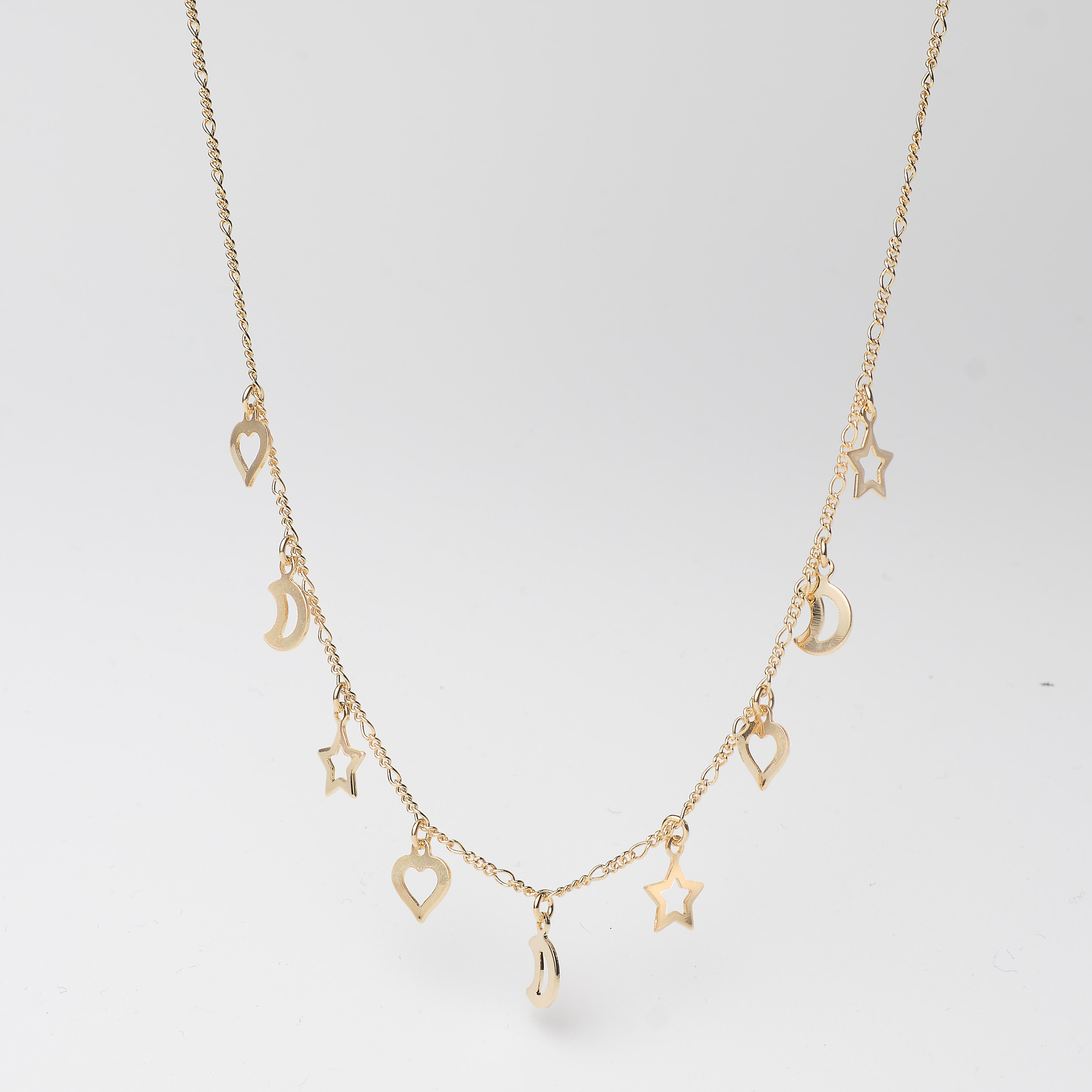 14590 Heart Moon Star Charms Chain  