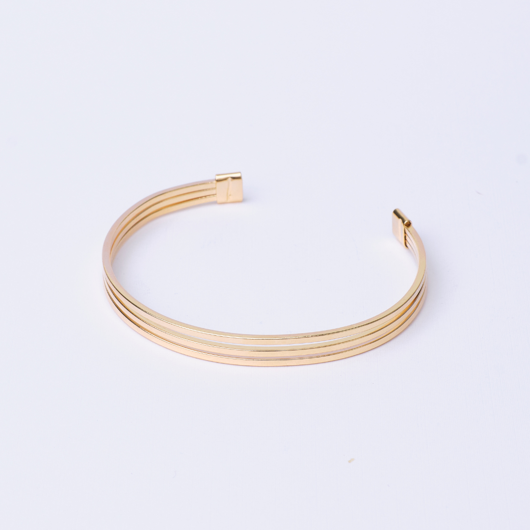 15159 Tri-Tiered Gold Bangle