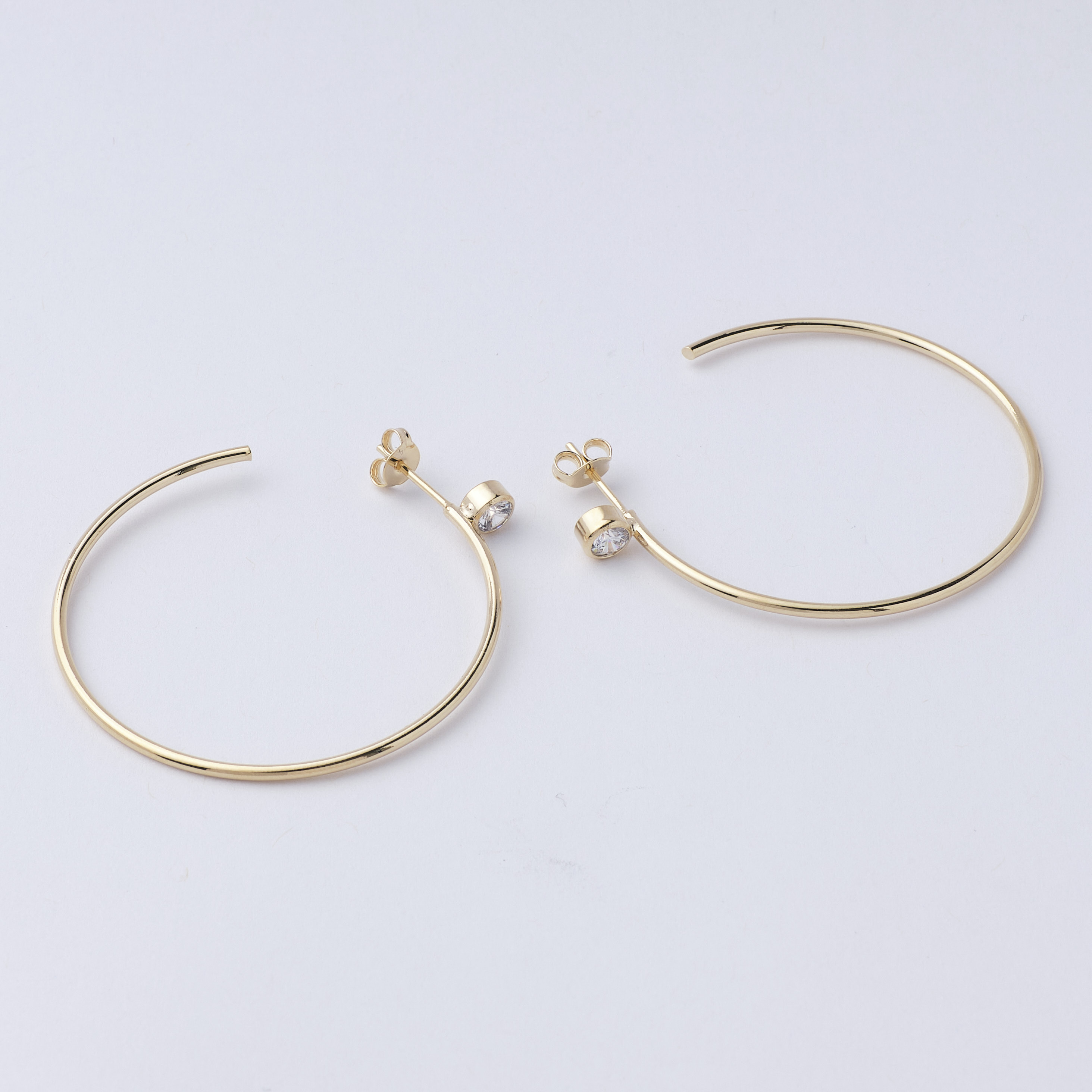 15270 40x1.5mm Gold Earrings Hoops with Zircon