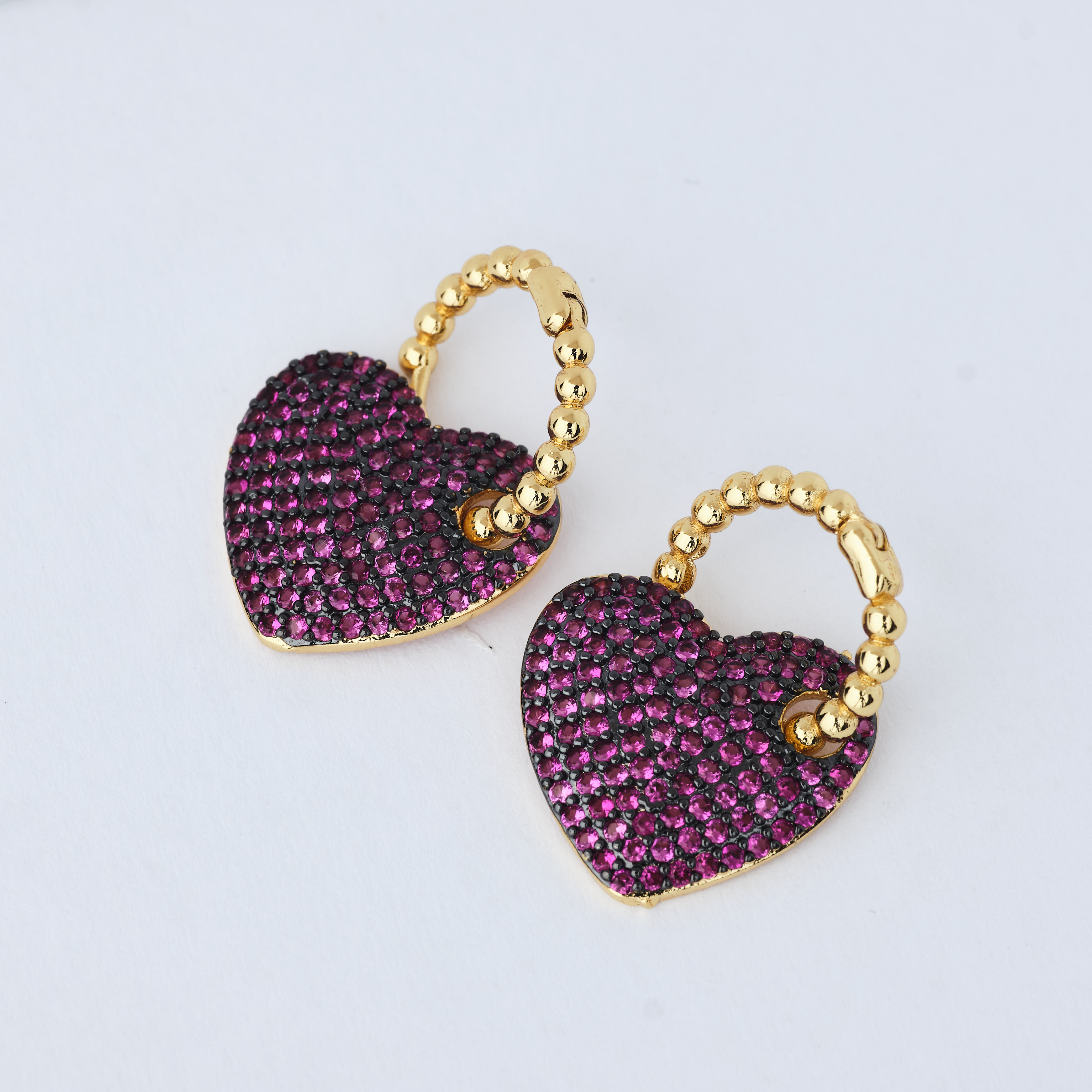 15287 Fuchsia Earring Heart Zircon