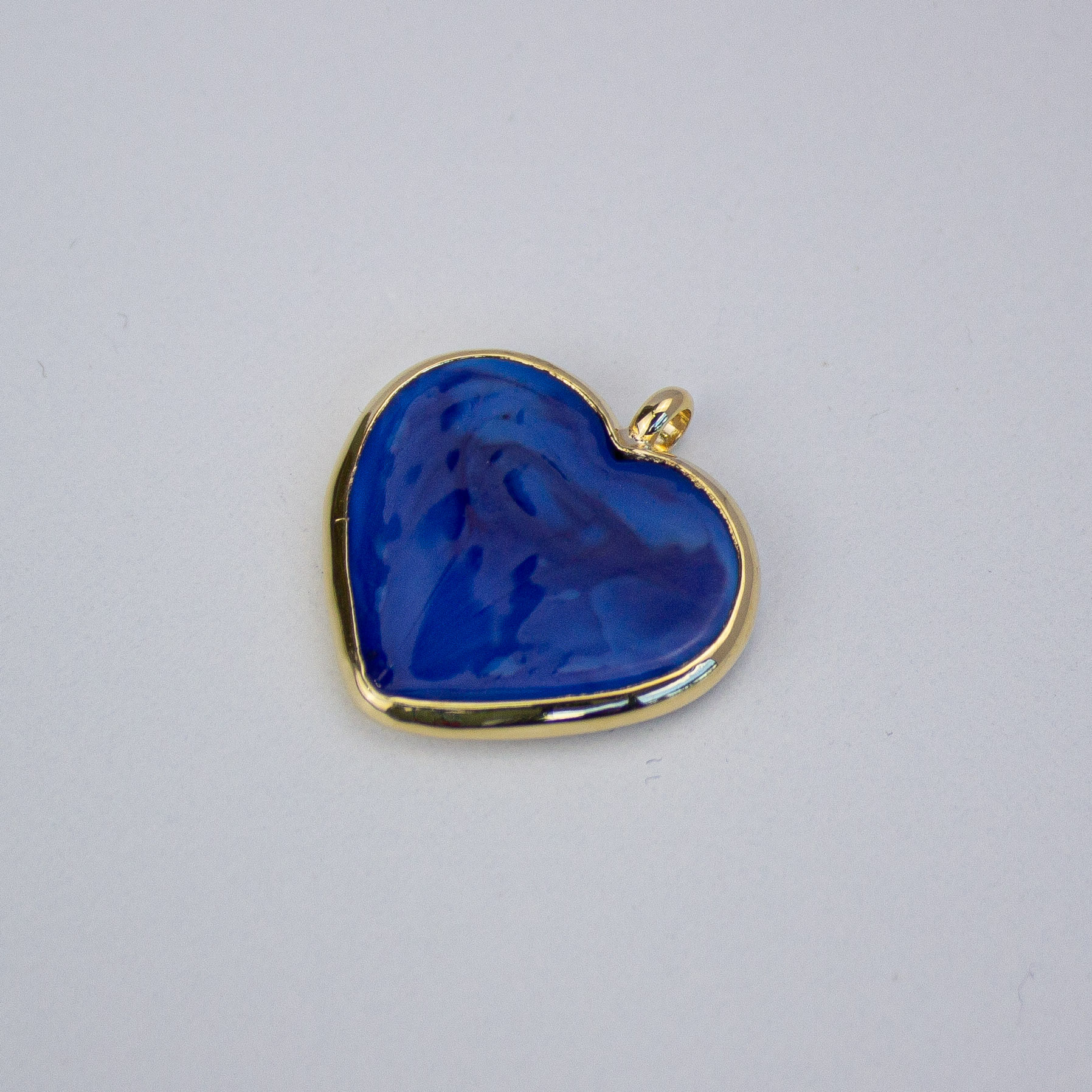 17205 Large Dark Blue Heart Bizel Pendant