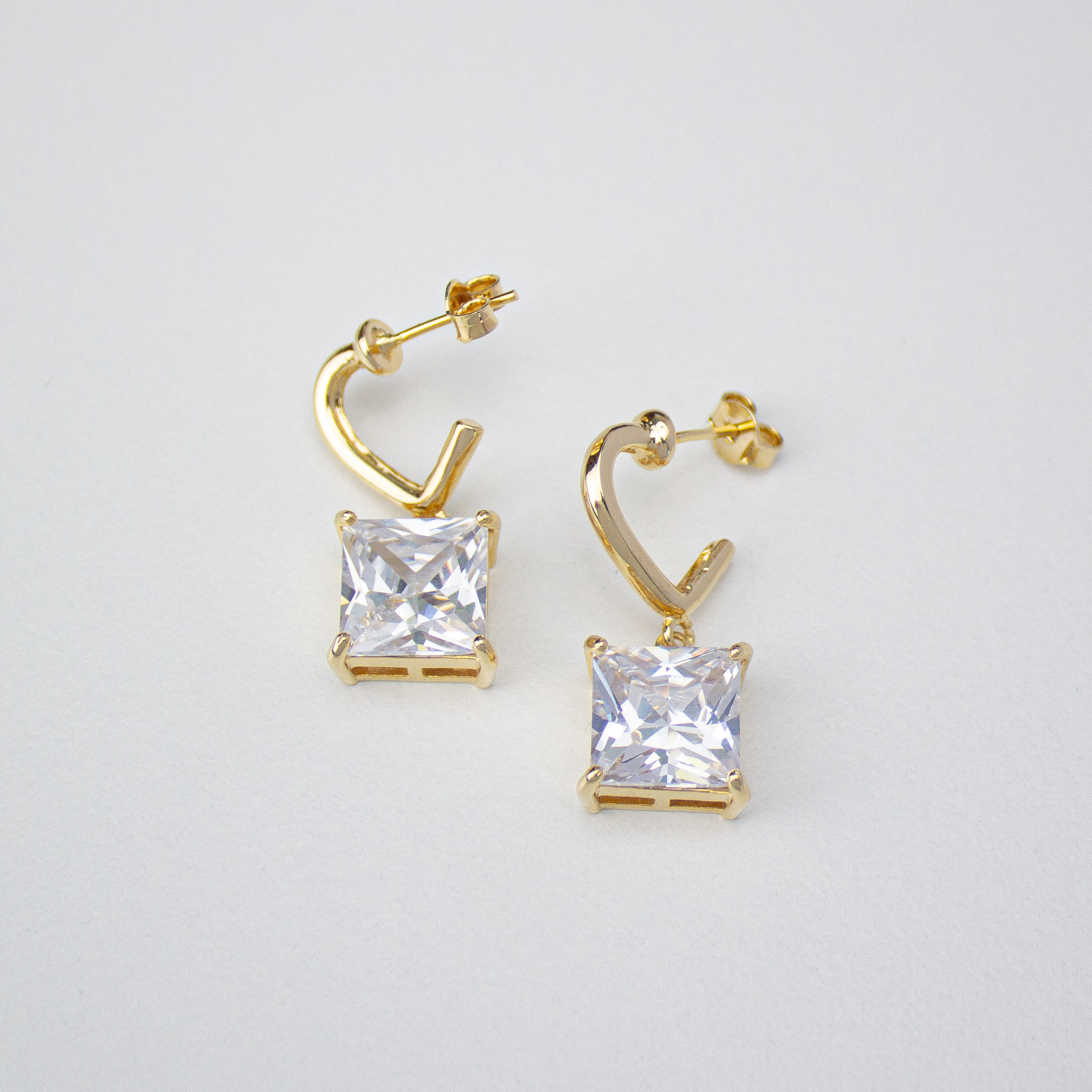 17294 Clear Square Zircon Earring