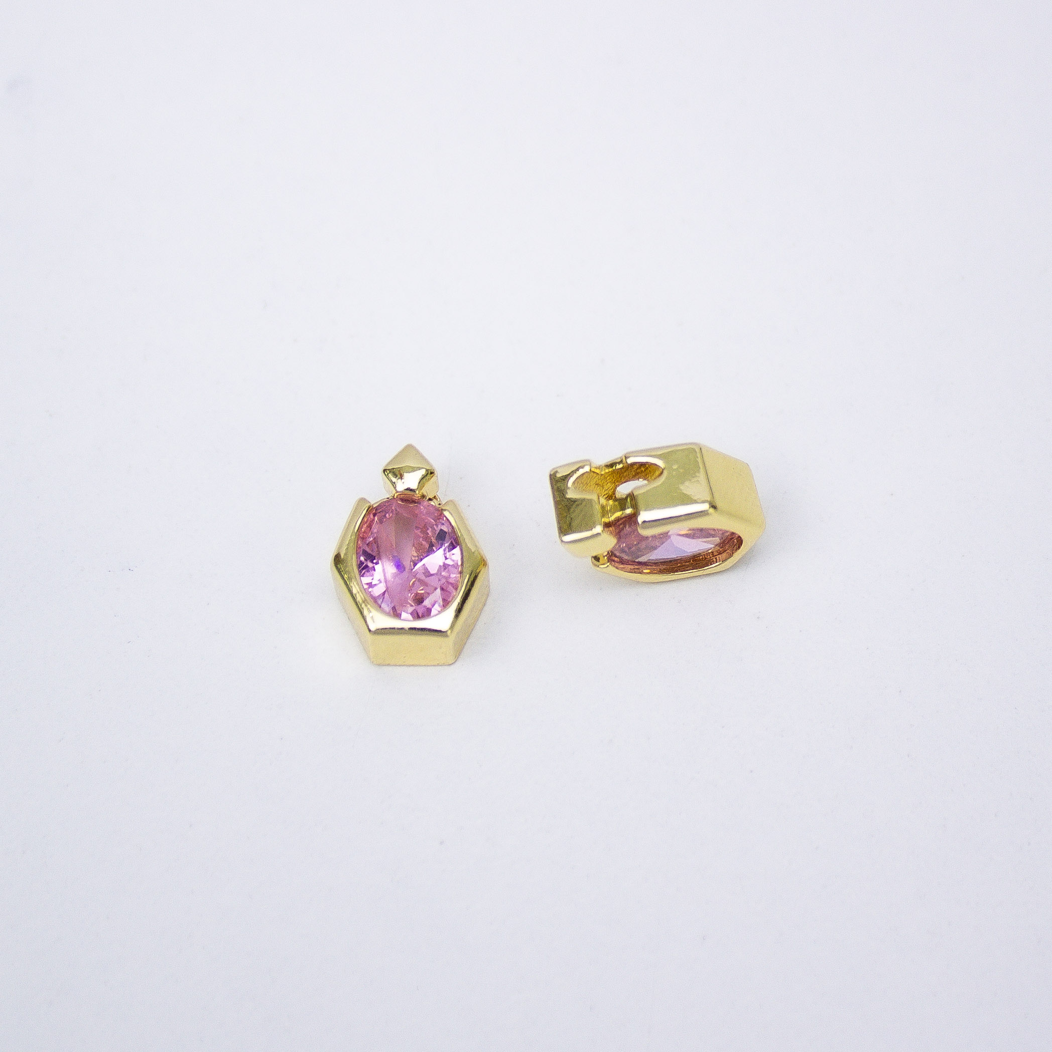 17322 Pink Zircon Oval Charm