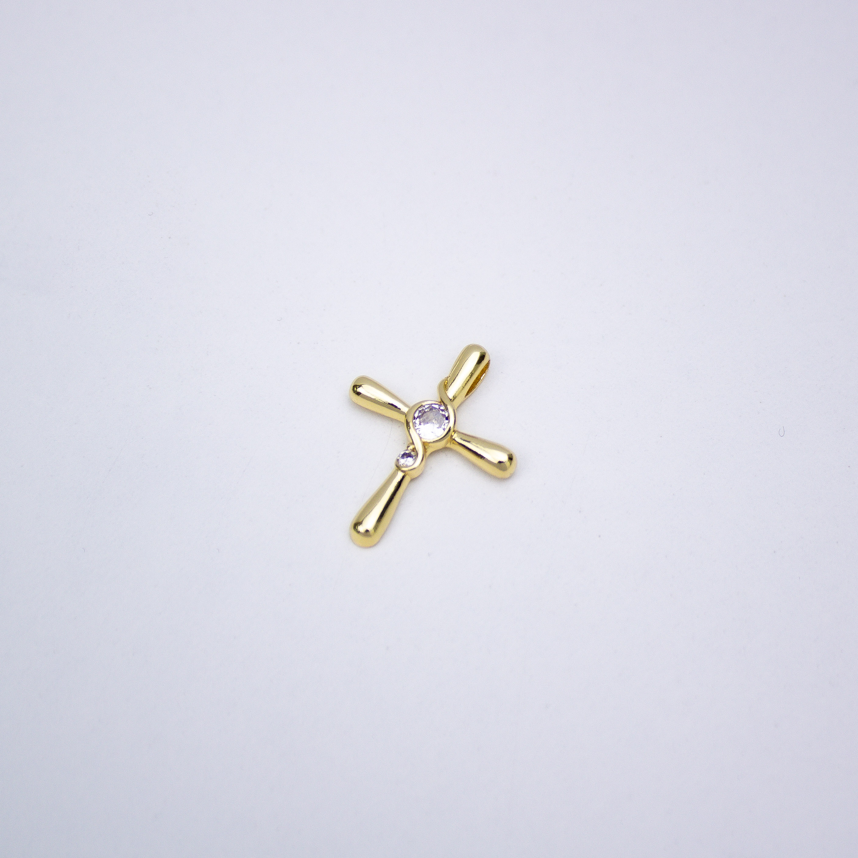 17324 Gold Cross with Zircon Pendant