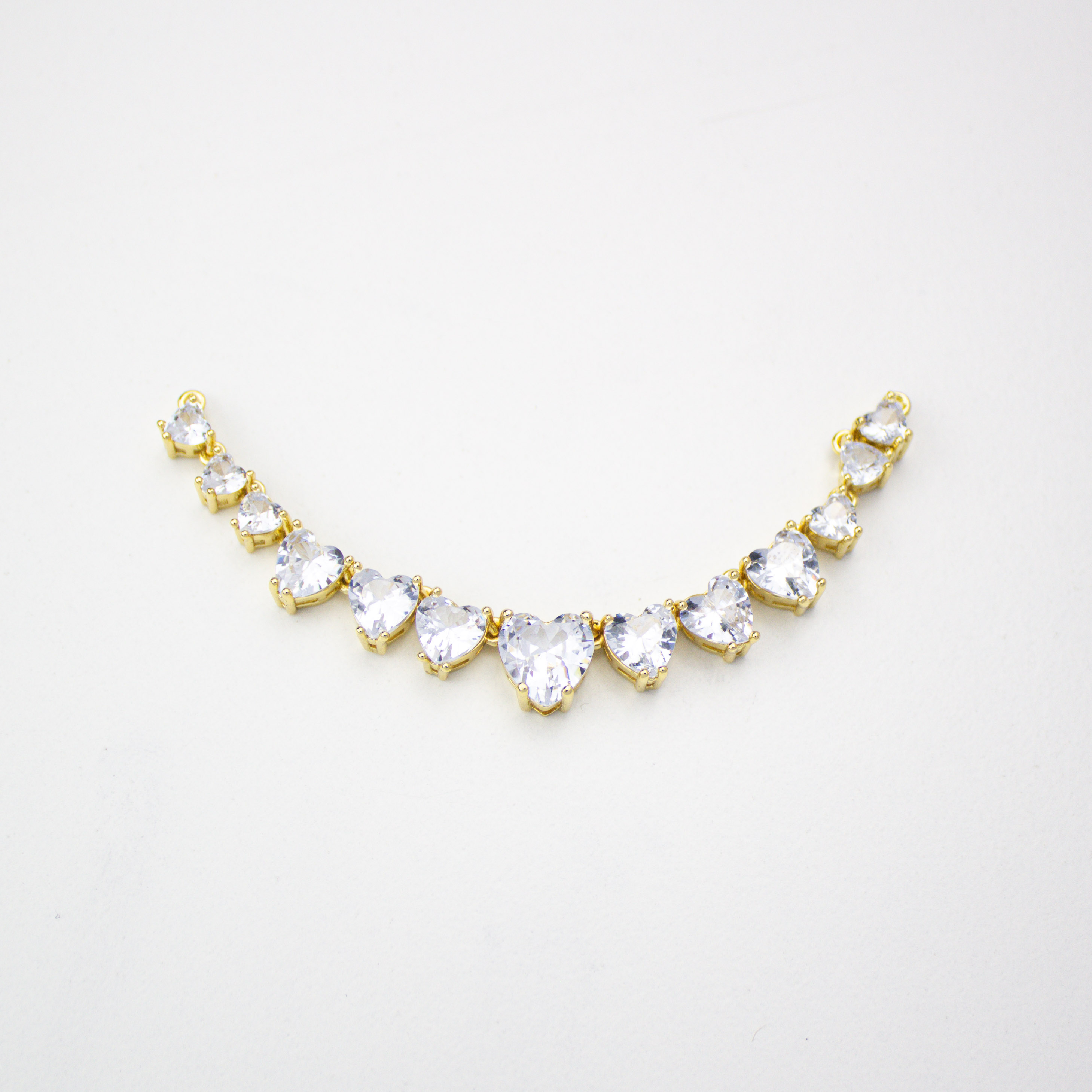 17475 Gold and Clear Zircon Heart Connector