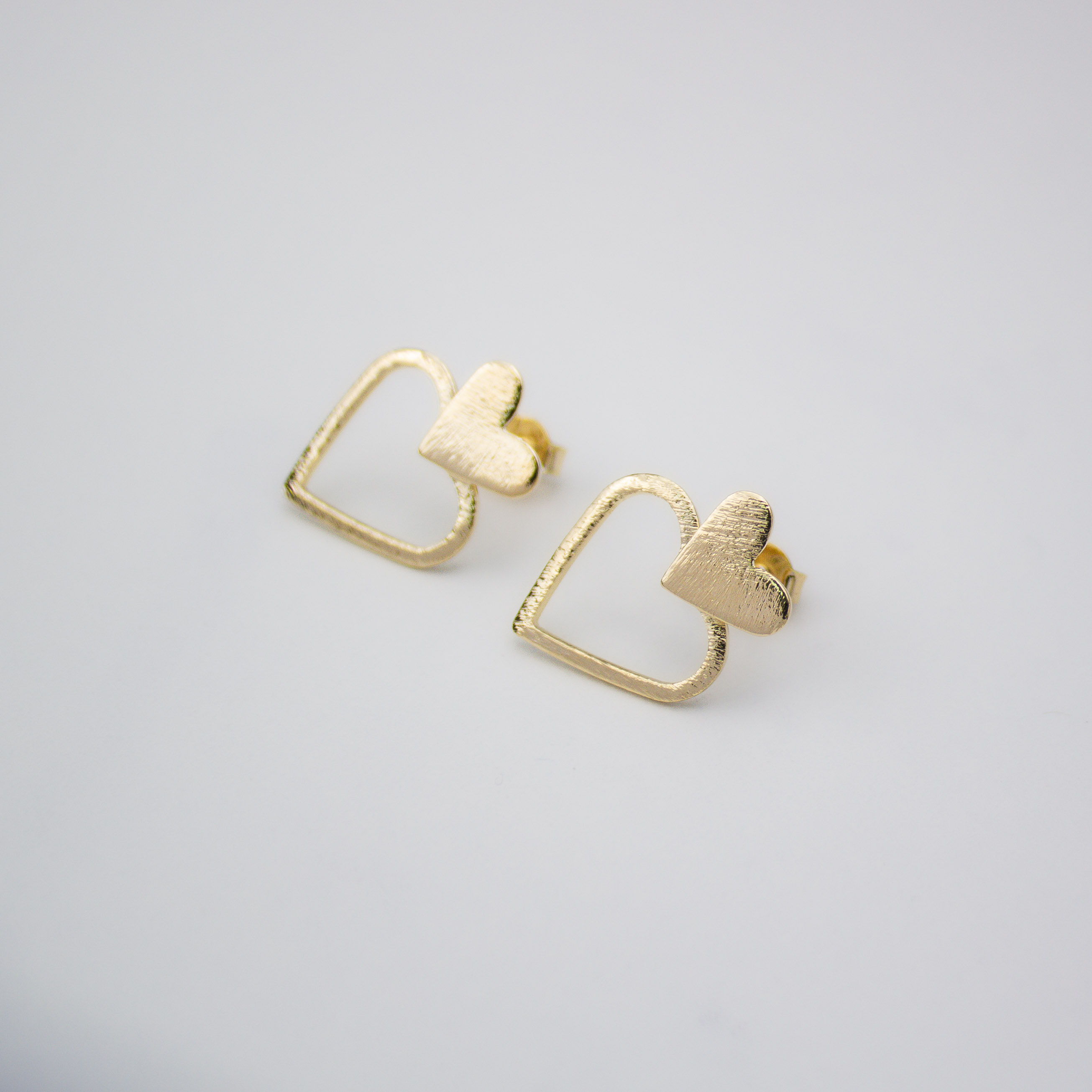 17502 Gold Double Heart Earring 